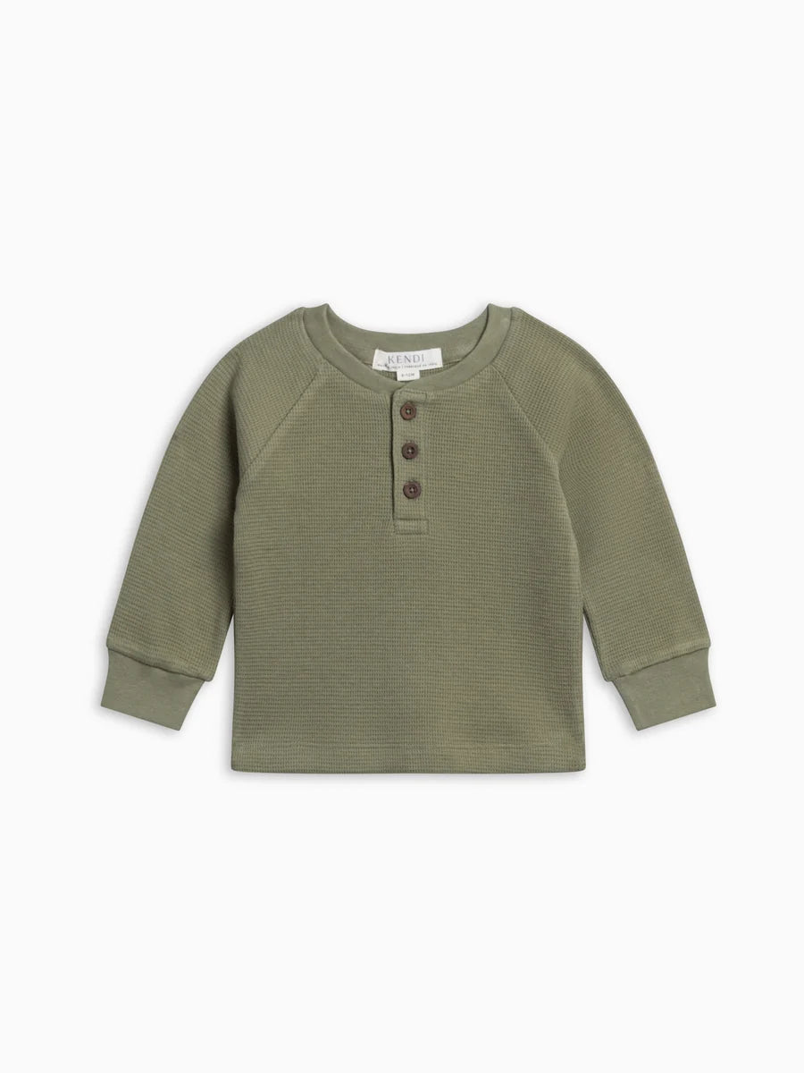 Colored Organics Jones Waffle Henley Raglan Shirt - Flea Boutiques