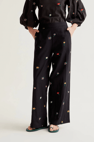 Compañía Fantástica Flower Embroidered Trousers - Flea Boutiques