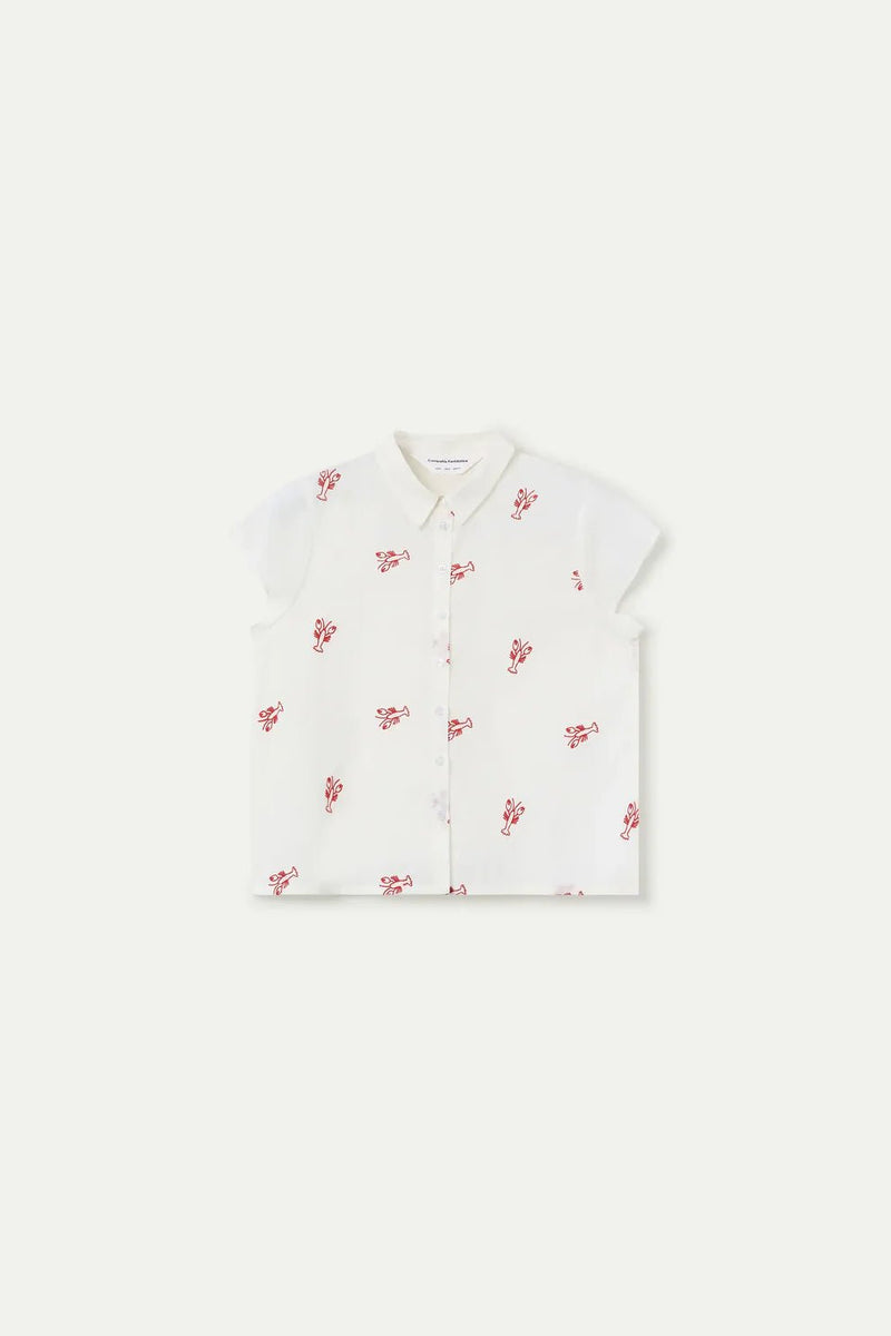 Compañía Fantástica Lobster EmbroideredCap Sleeve Shirt - Flea Boutiques