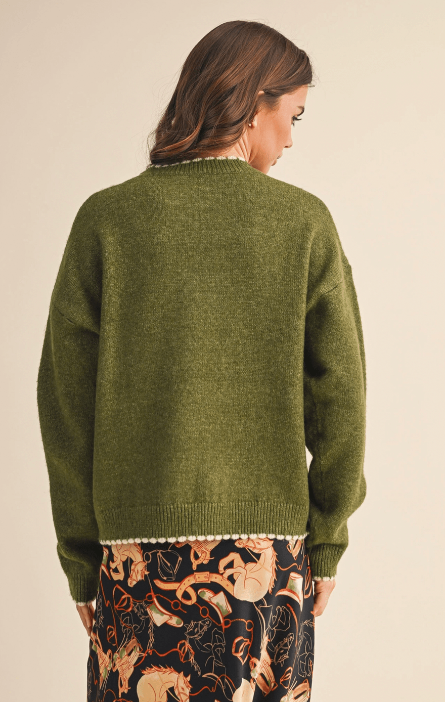 Contrast Knit Scalloped Sweater - Flea Boutiques
