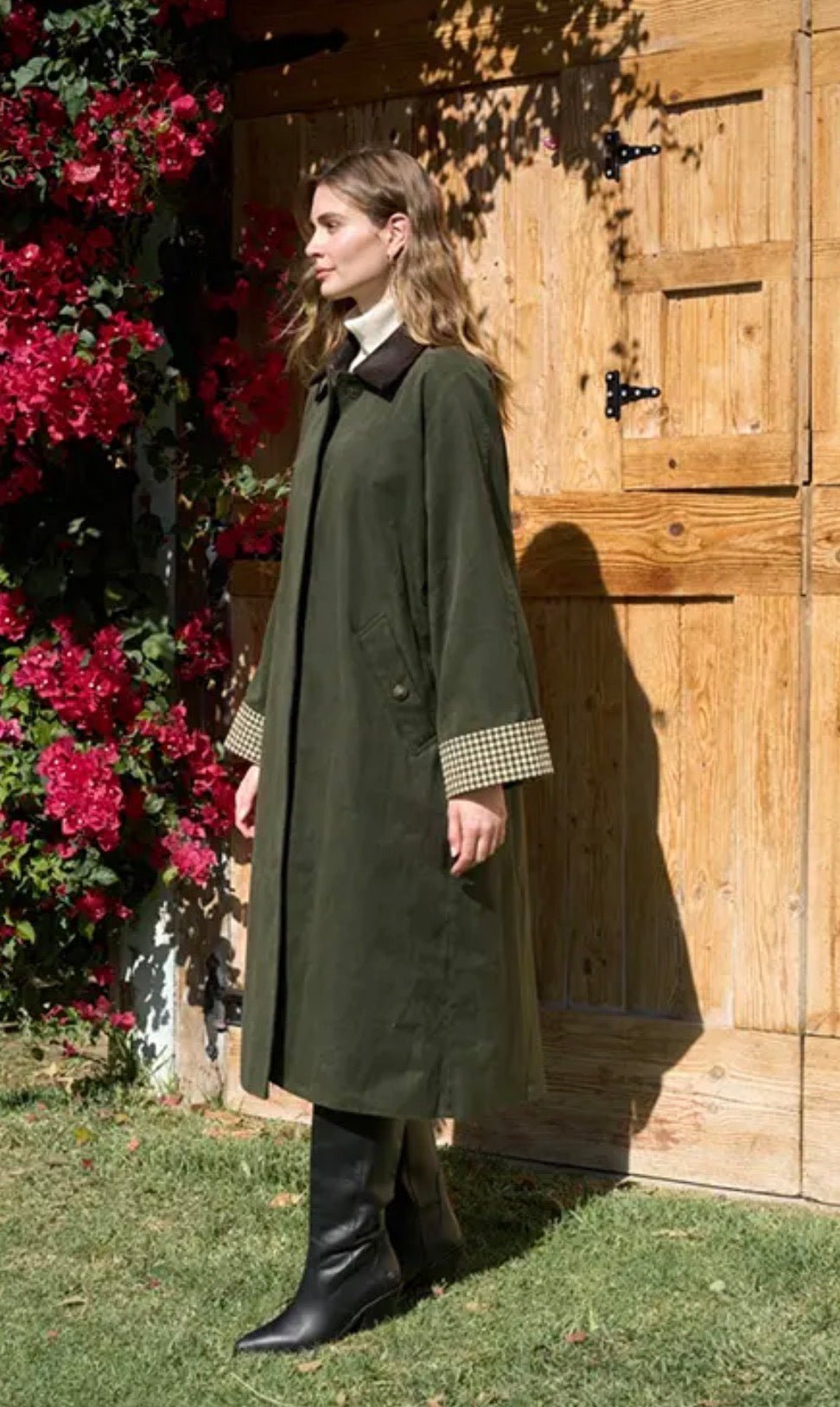 Contrast Plaid Car Coat - Flea Boutiques