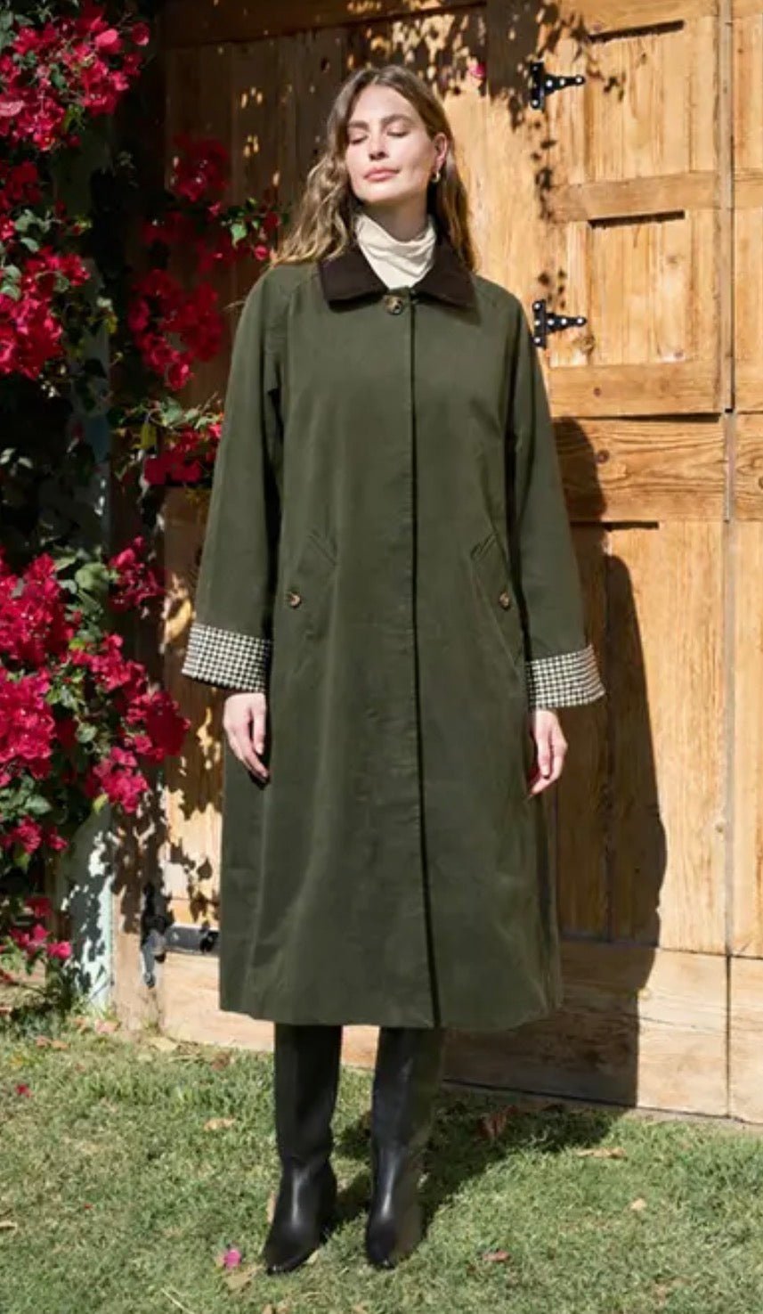 Contrast Plaid Car Coat - Flea Boutiques