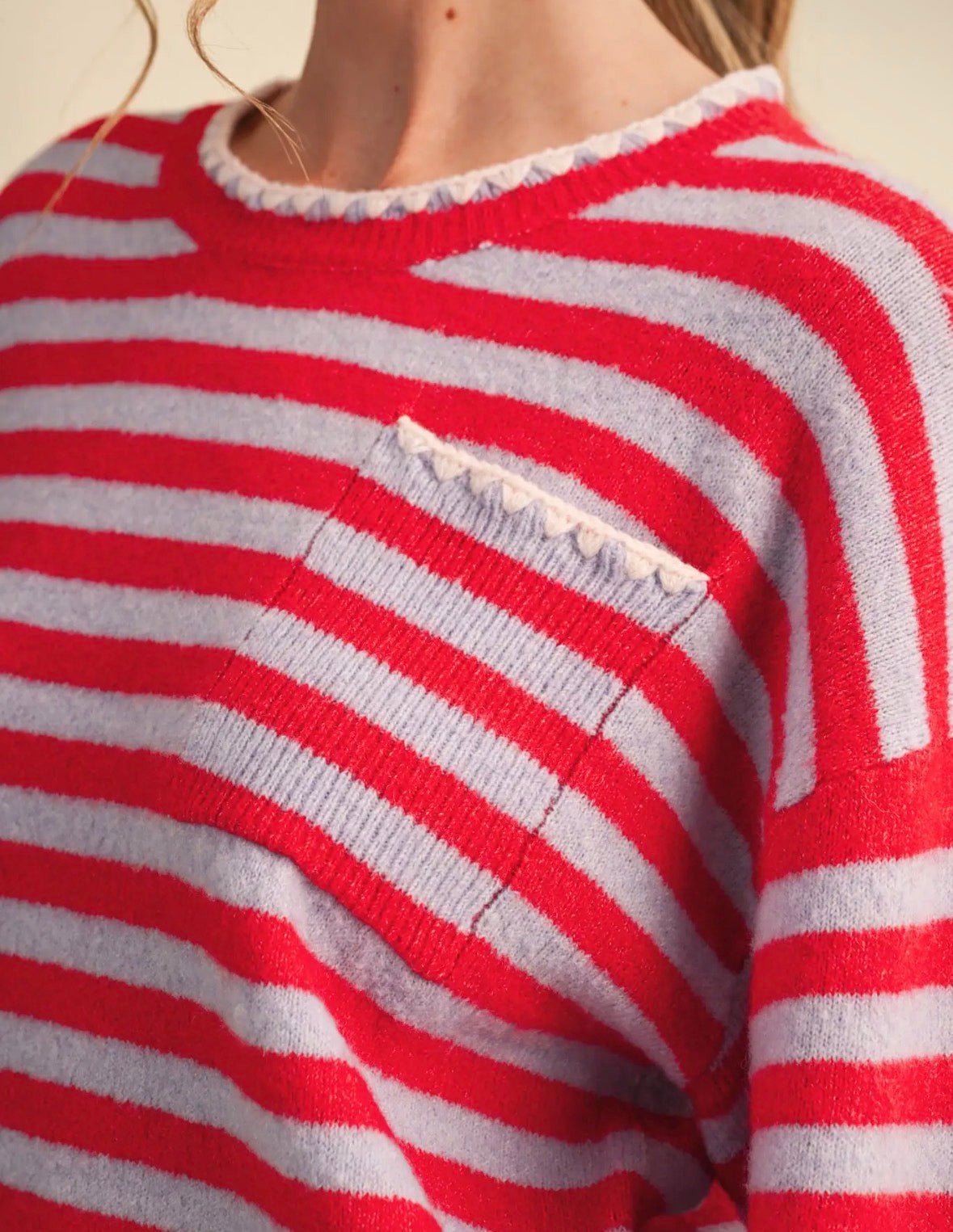 Contrast Triangle Stitch Sweater - Flea Boutiques