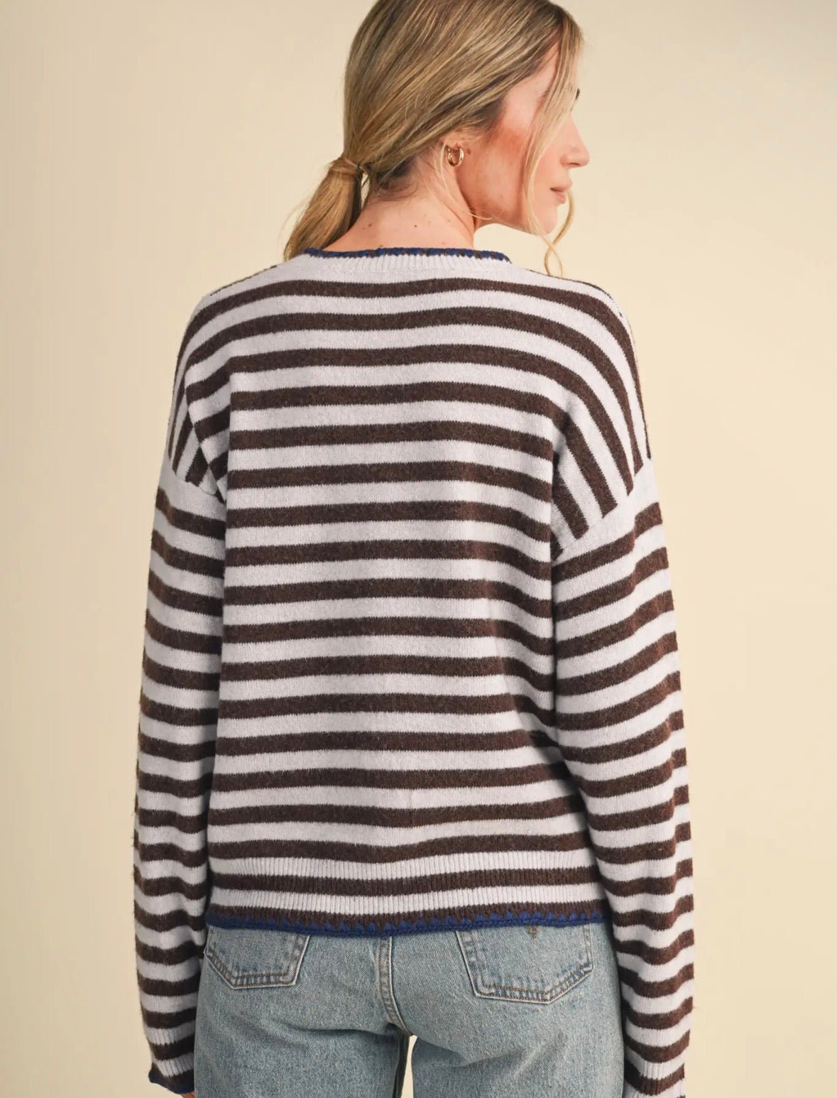 Contrast Triangle Stitch Sweater - Flea Boutiques