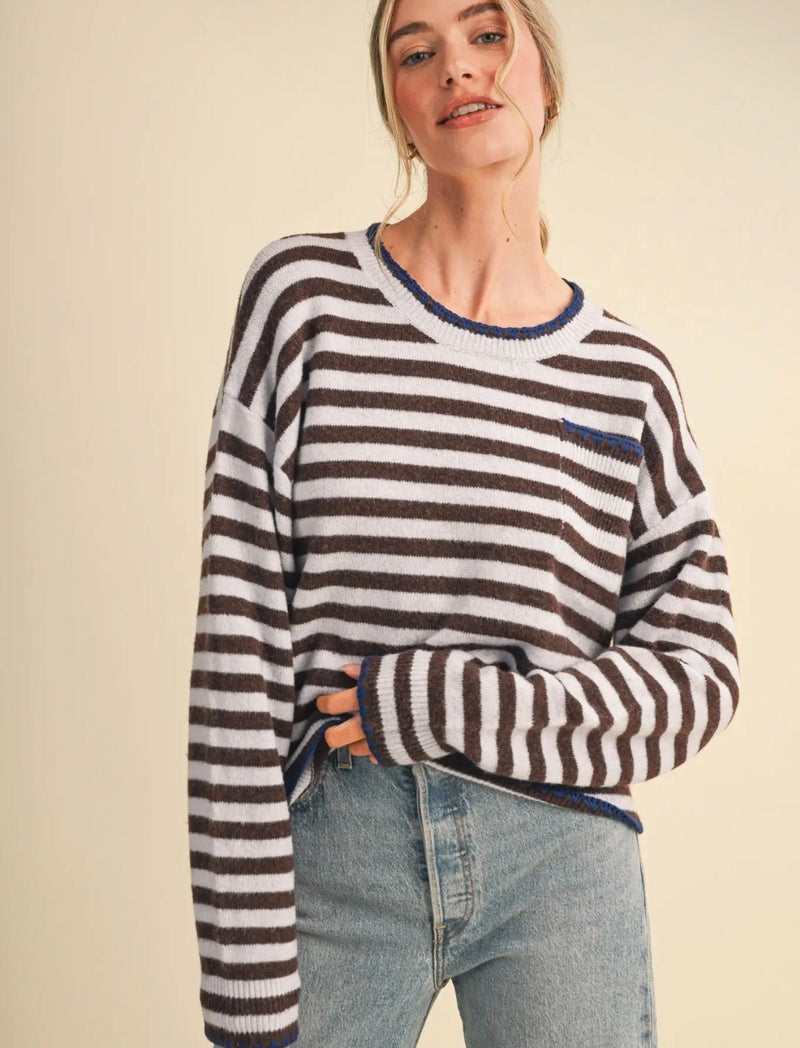 Contrast Triangle Stitch Sweater - Flea Boutiques