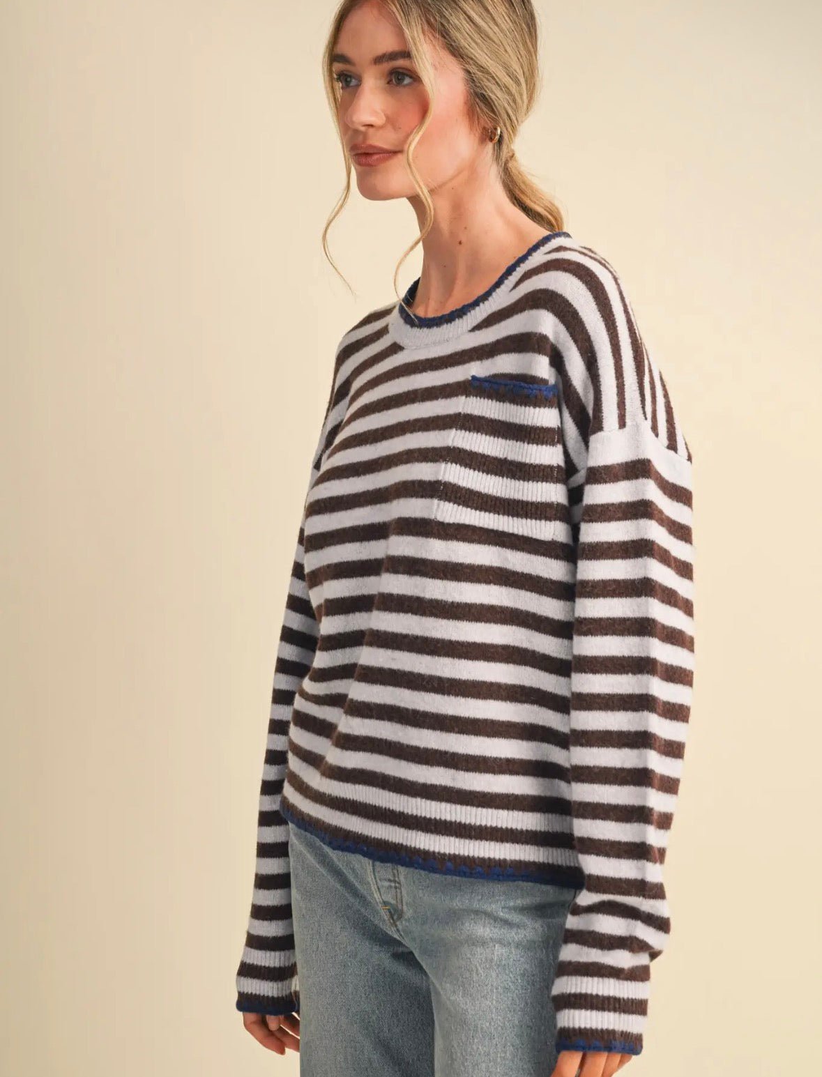 Contrast Triangle Stitch Sweater - Flea Boutiques