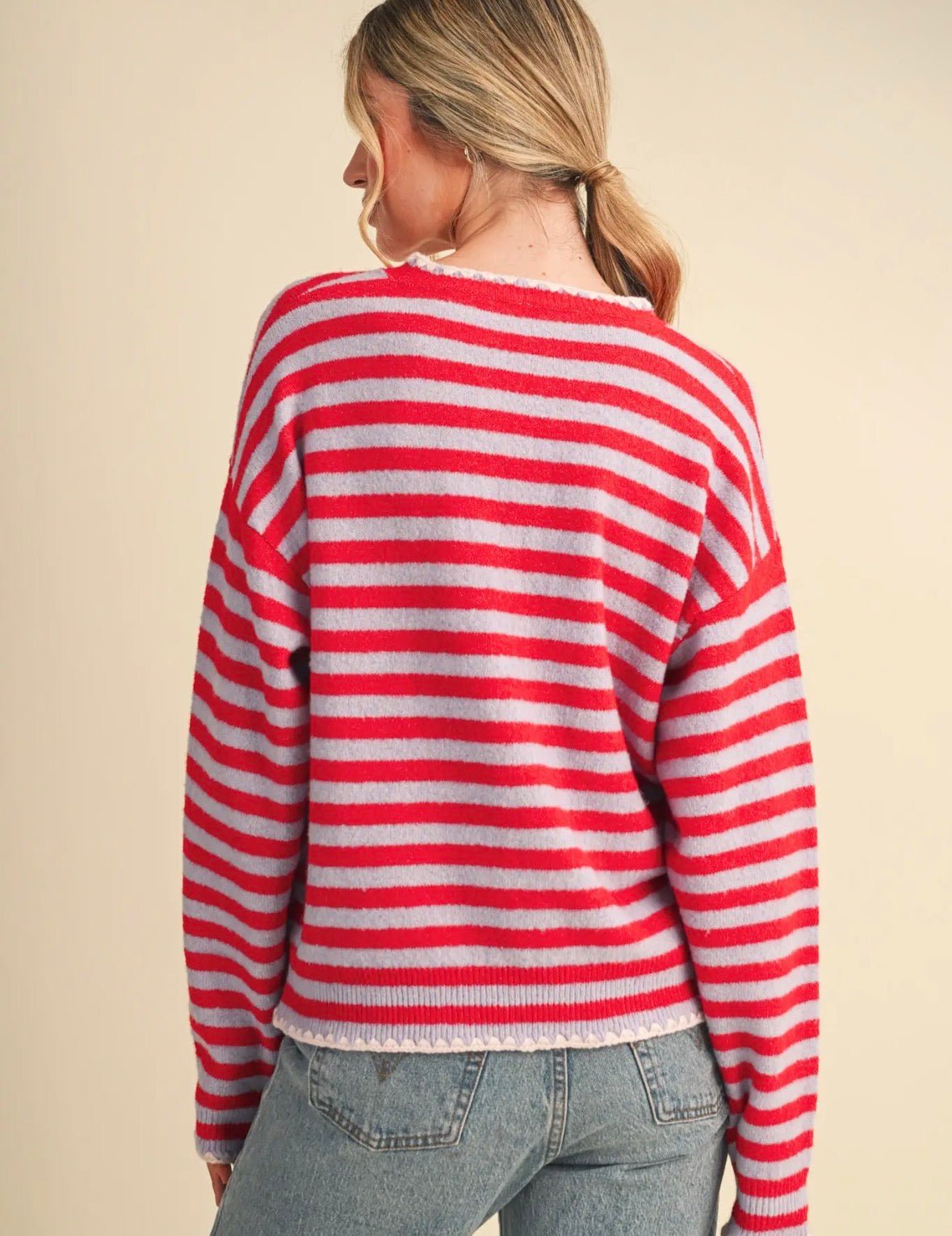 Contrast Triangle Stitch Sweater - Flea Boutiques