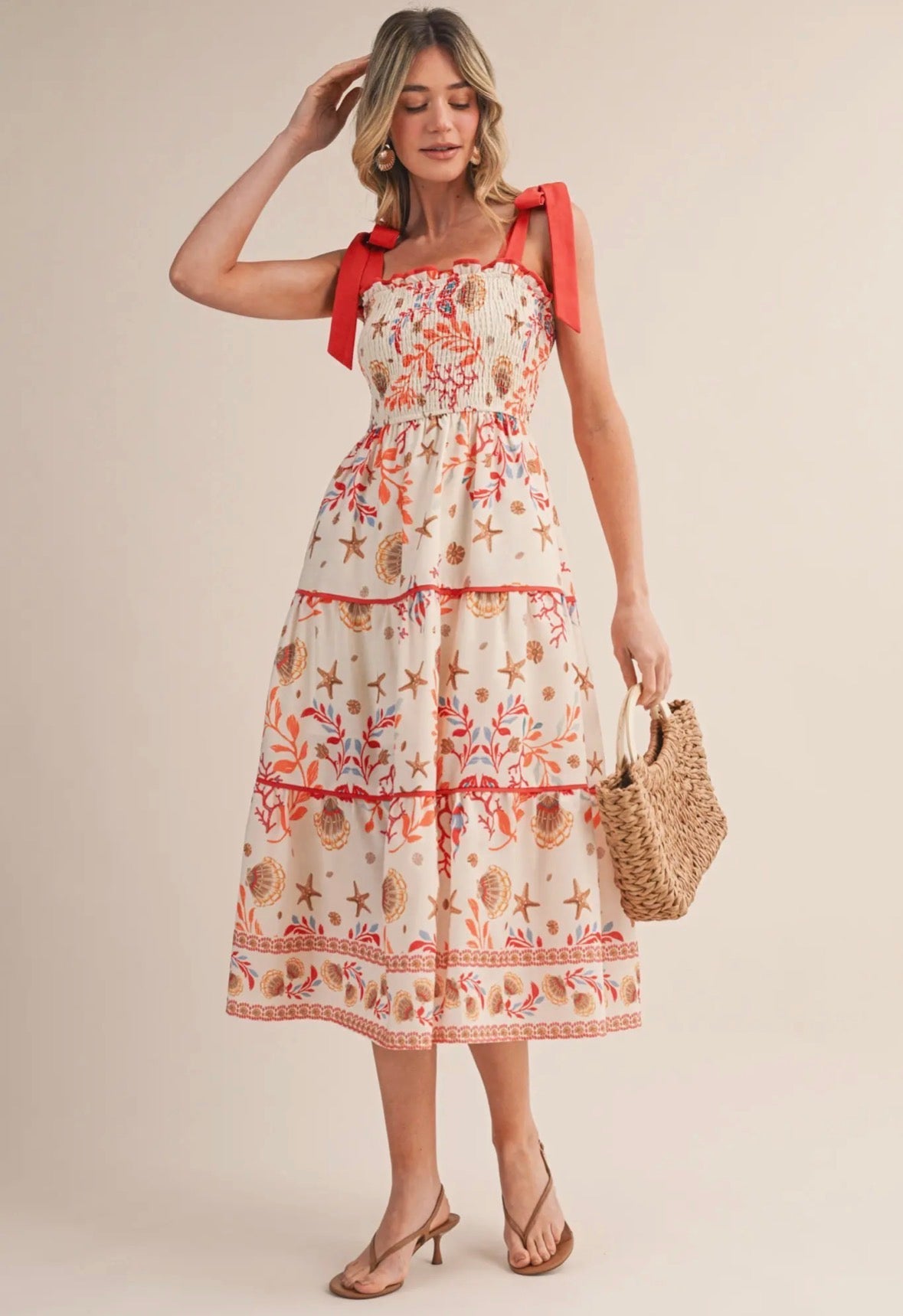 Coral Reef Contrast Midi Dress - Flea Boutiques