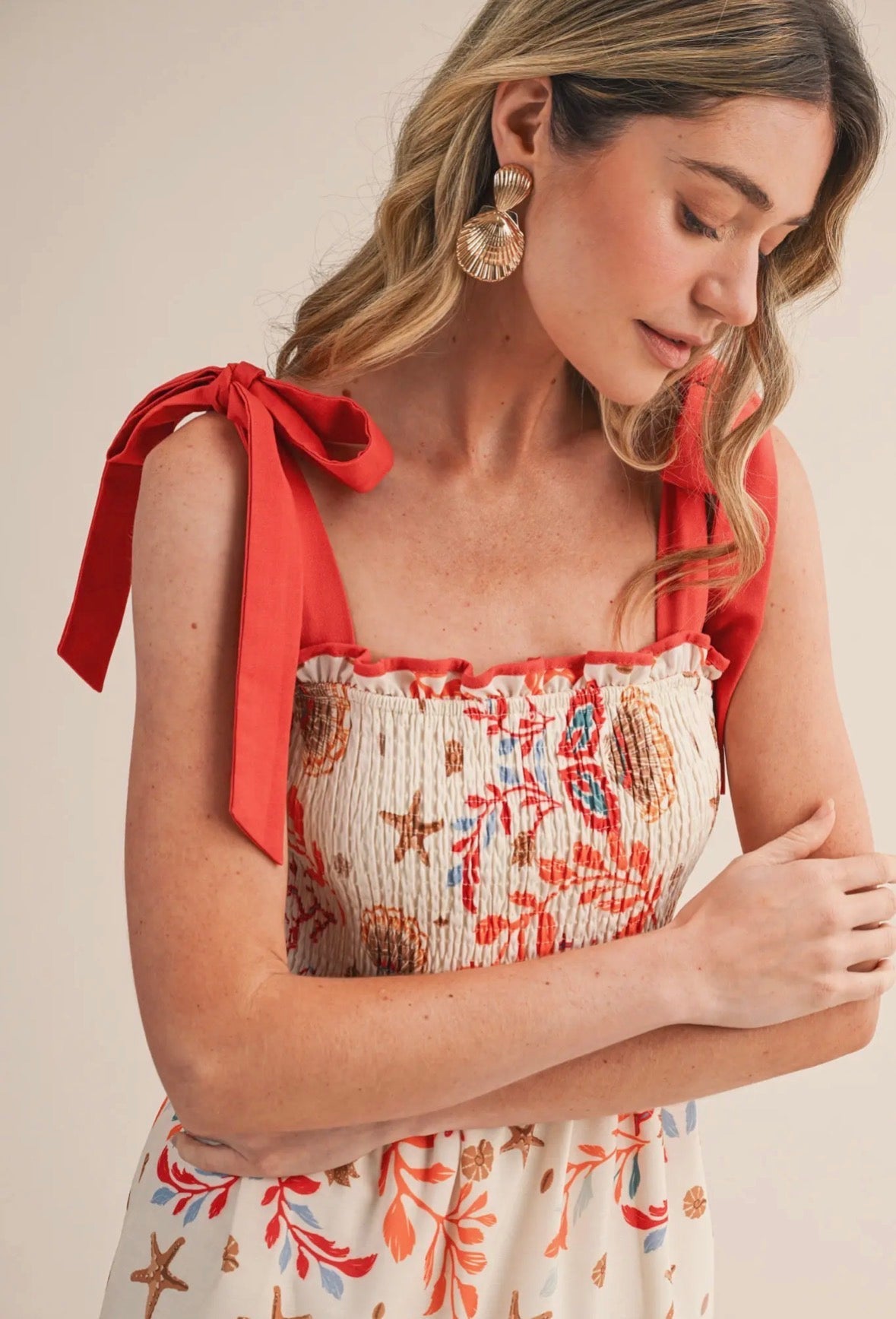 Coral Reef Contrast Midi Dress - Flea Boutiques