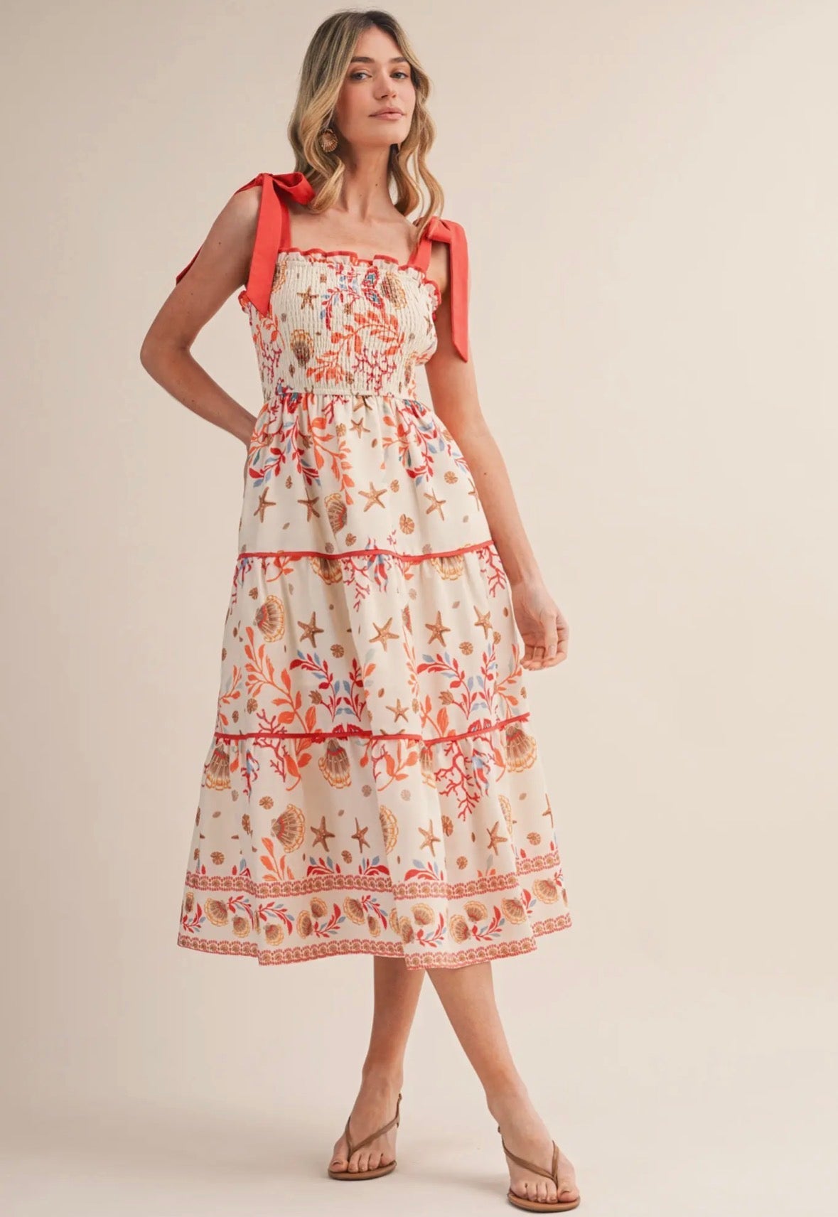 Coral Reef Contrast Midi Dress - Flea Boutiques