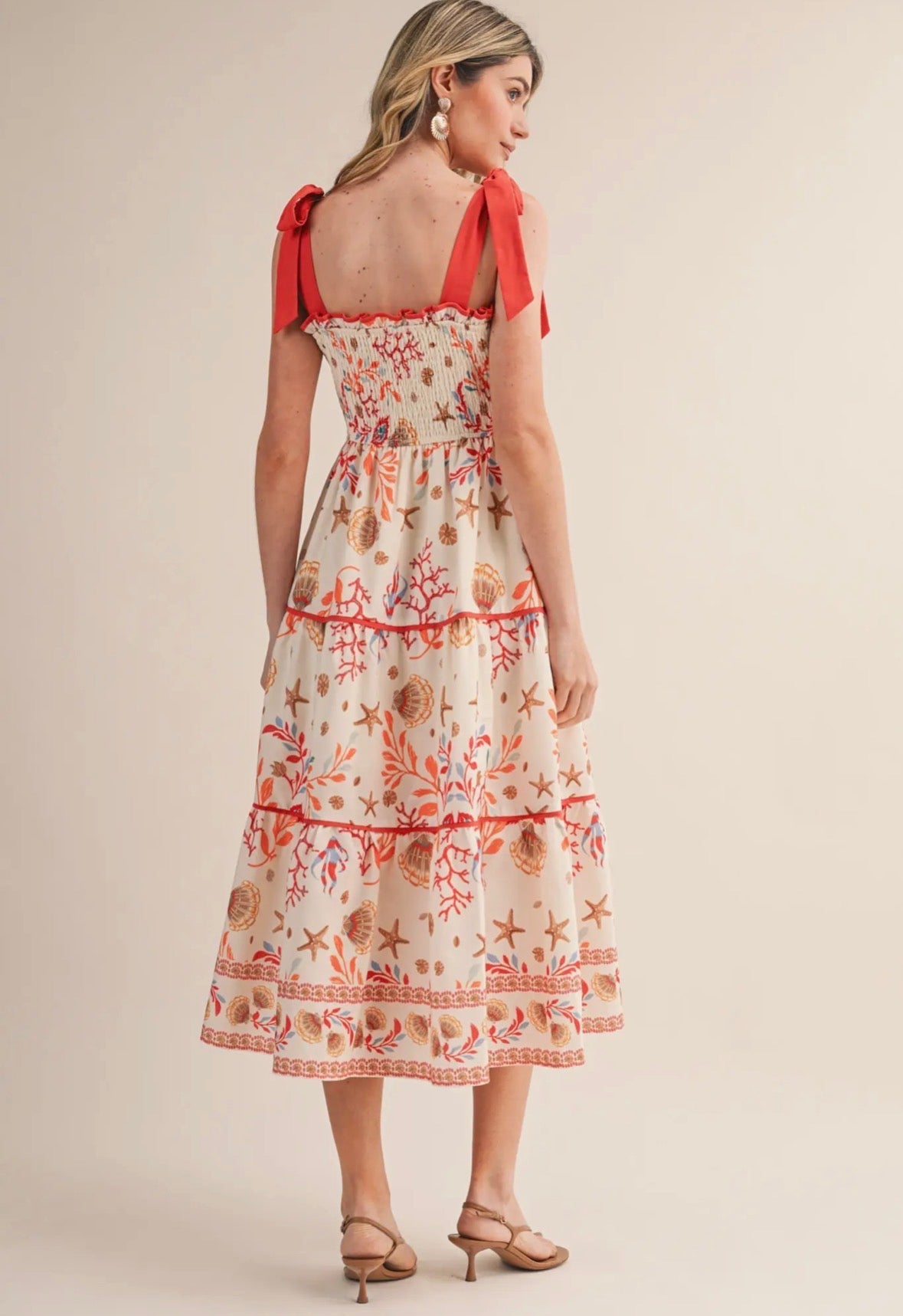 Coral Reef Contrast Midi Dress - Flea Boutiques