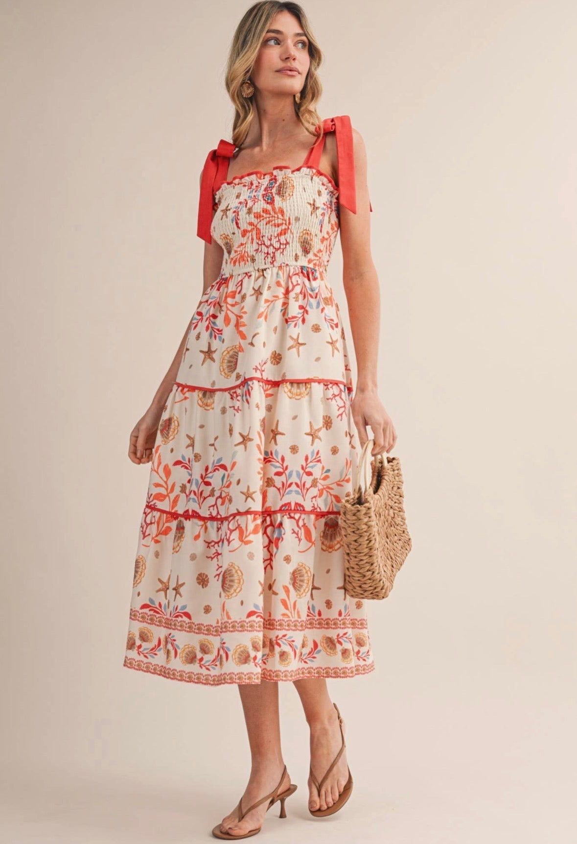 Coral Reef Contrast Midi Dress - Flea Boutiques