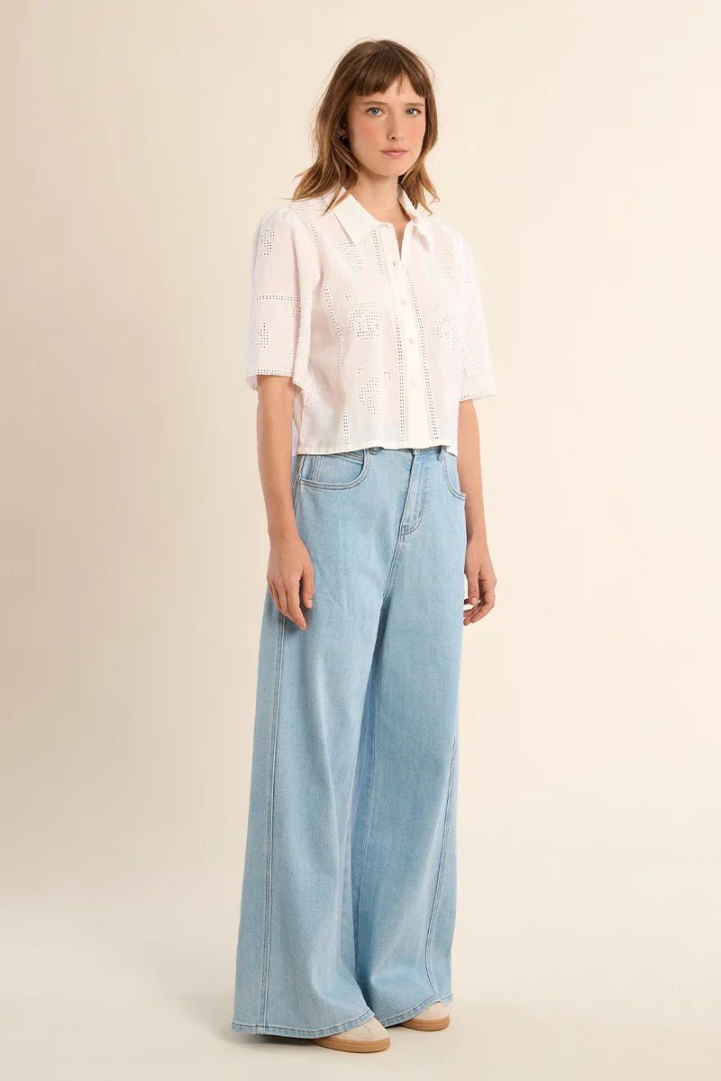 Cotton Eyelet Camp Shirt - Flea Boutiques