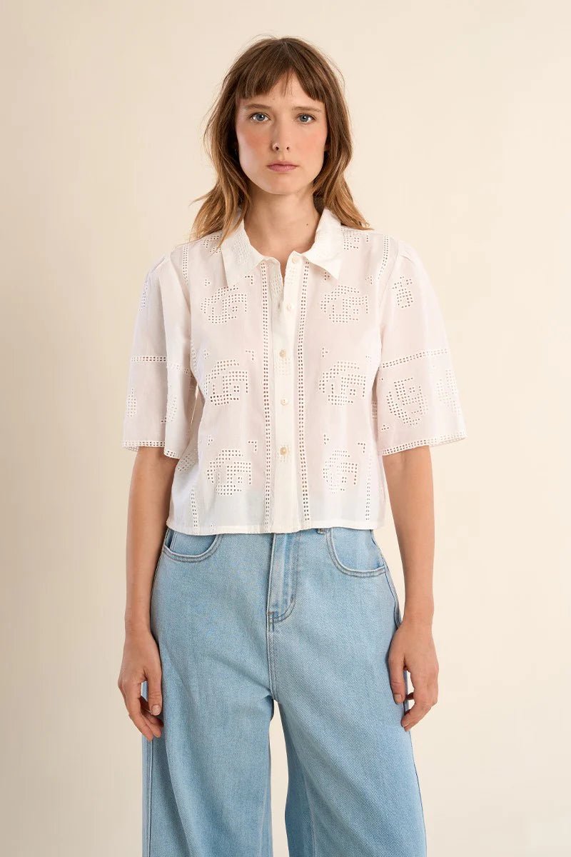 Cotton Eyelet Camp Shirt - Flea Boutiques