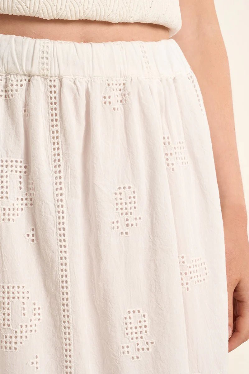 Cotton Eyelet Midi Skirt - Flea Boutiques