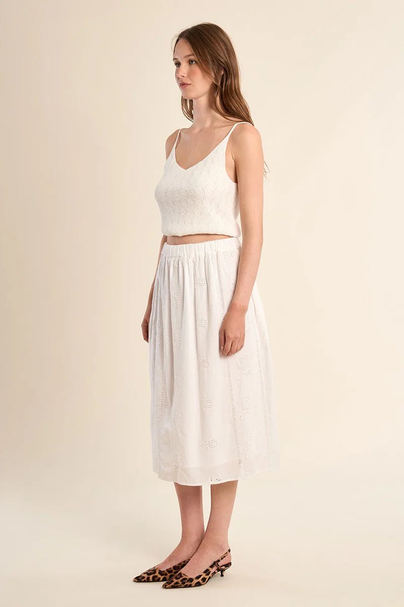 Cotton Eyelet Midi Skirt - Flea Boutiques