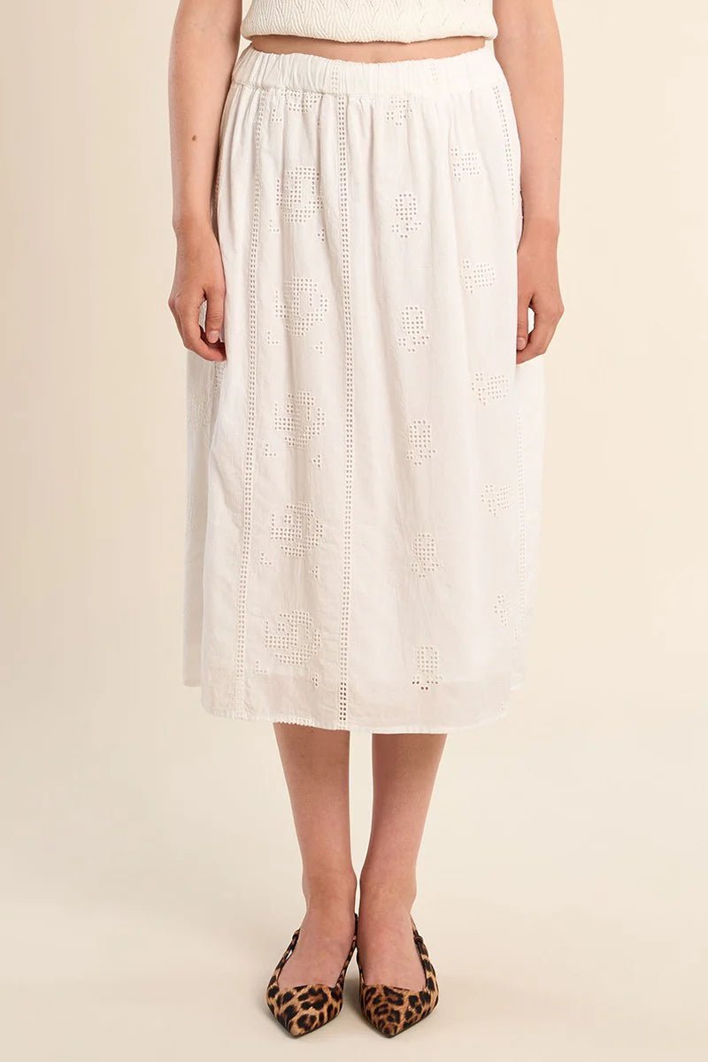 Cotton Eyelet Midi Skirt - Flea Boutiques