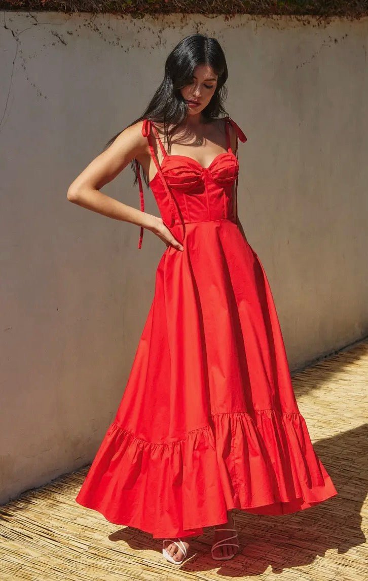 Cotton Poplin Ruched Maxi Dress - Flea Boutiques