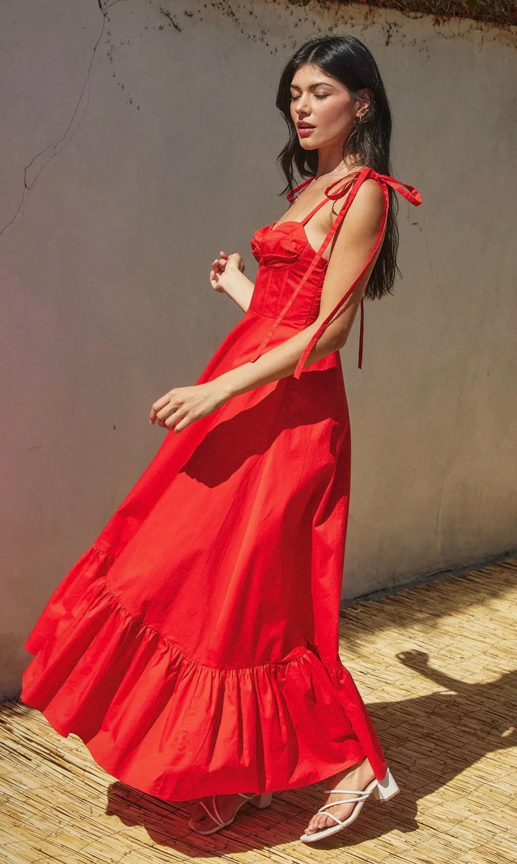 Cotton Poplin Ruched Maxi Dress - Flea Boutiques