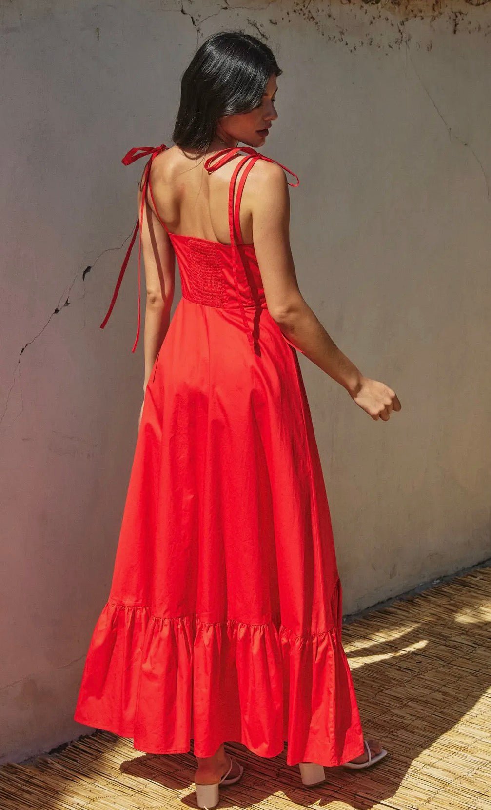 Cotton Poplin Ruched Maxi Dress - Flea Boutiques