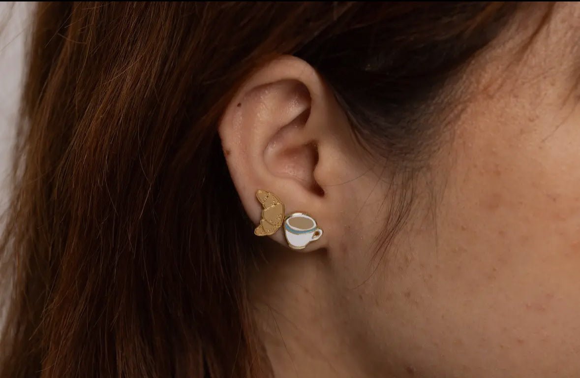 Croissant & Coffee Studs - Flea Boutiques