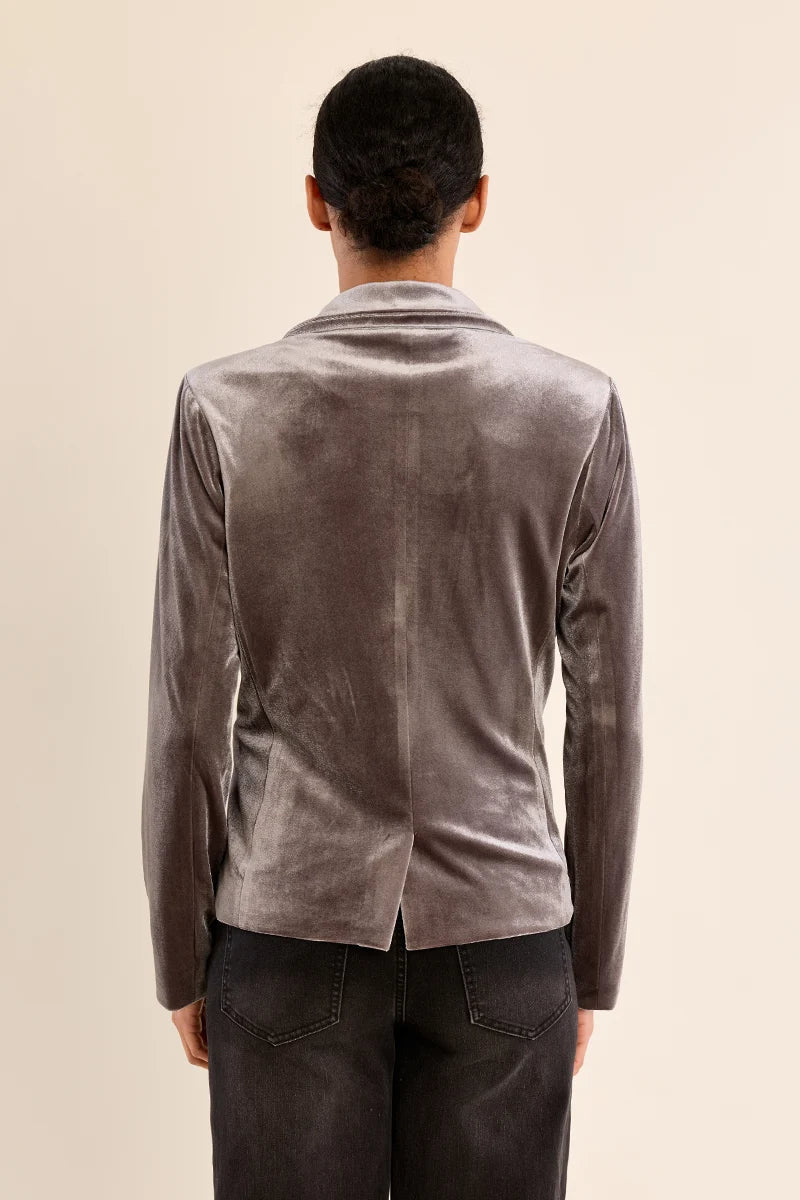 Cropped Knit Velvet Blazer - Flea Boutiques