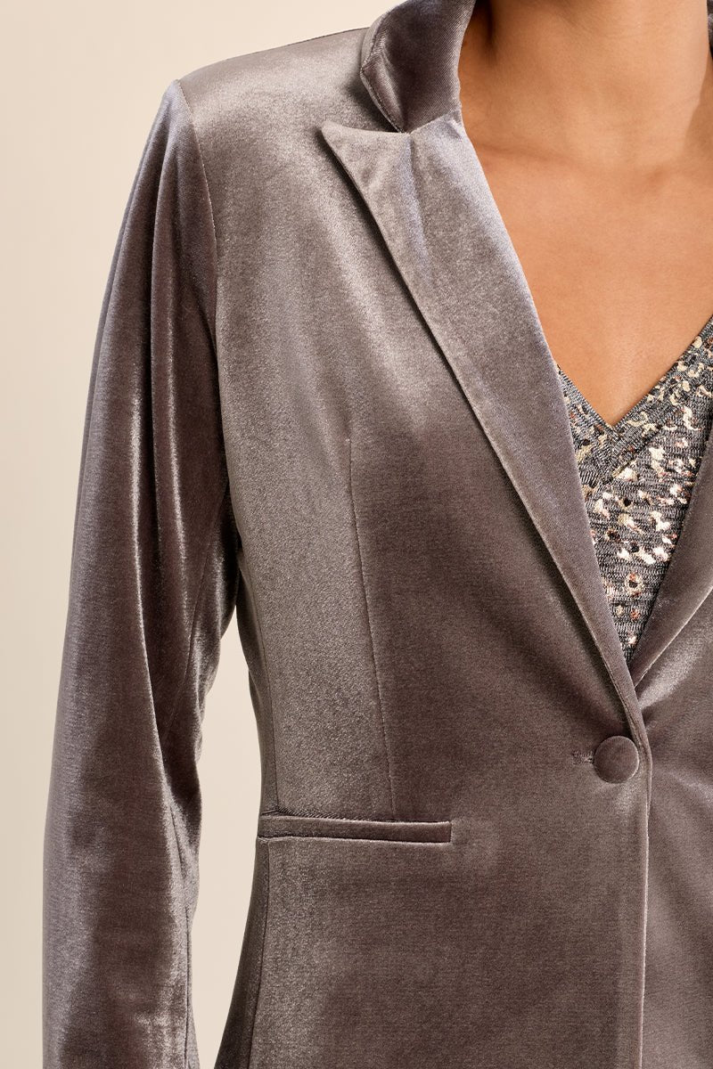 Cropped Knit Velvet Blazer - Flea Boutiques