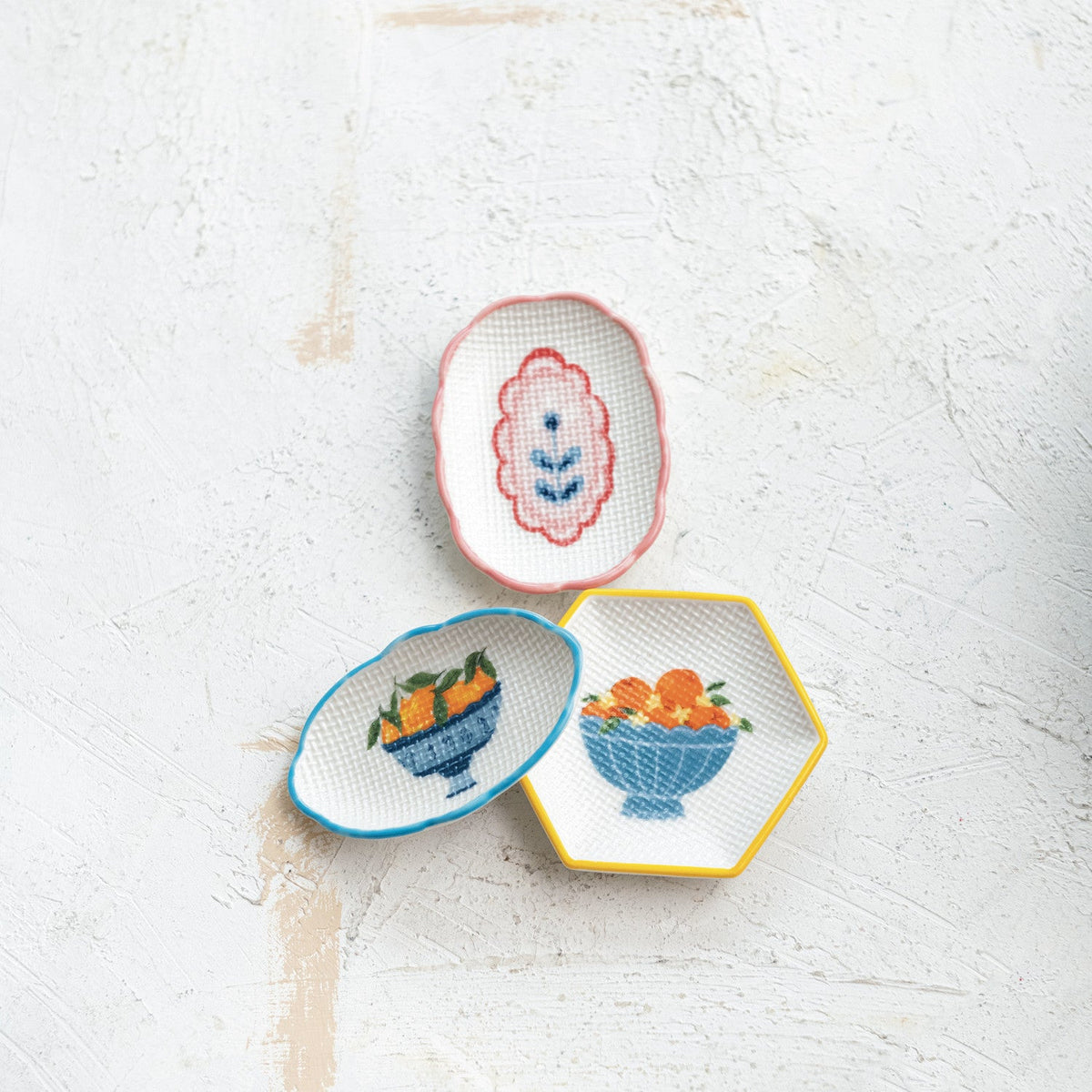 Cross Stitch Style Dish - Flea Boutiques