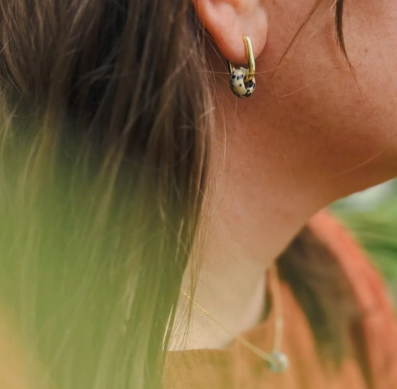 Dalmation Jasper Hoops - Flea Boutiques