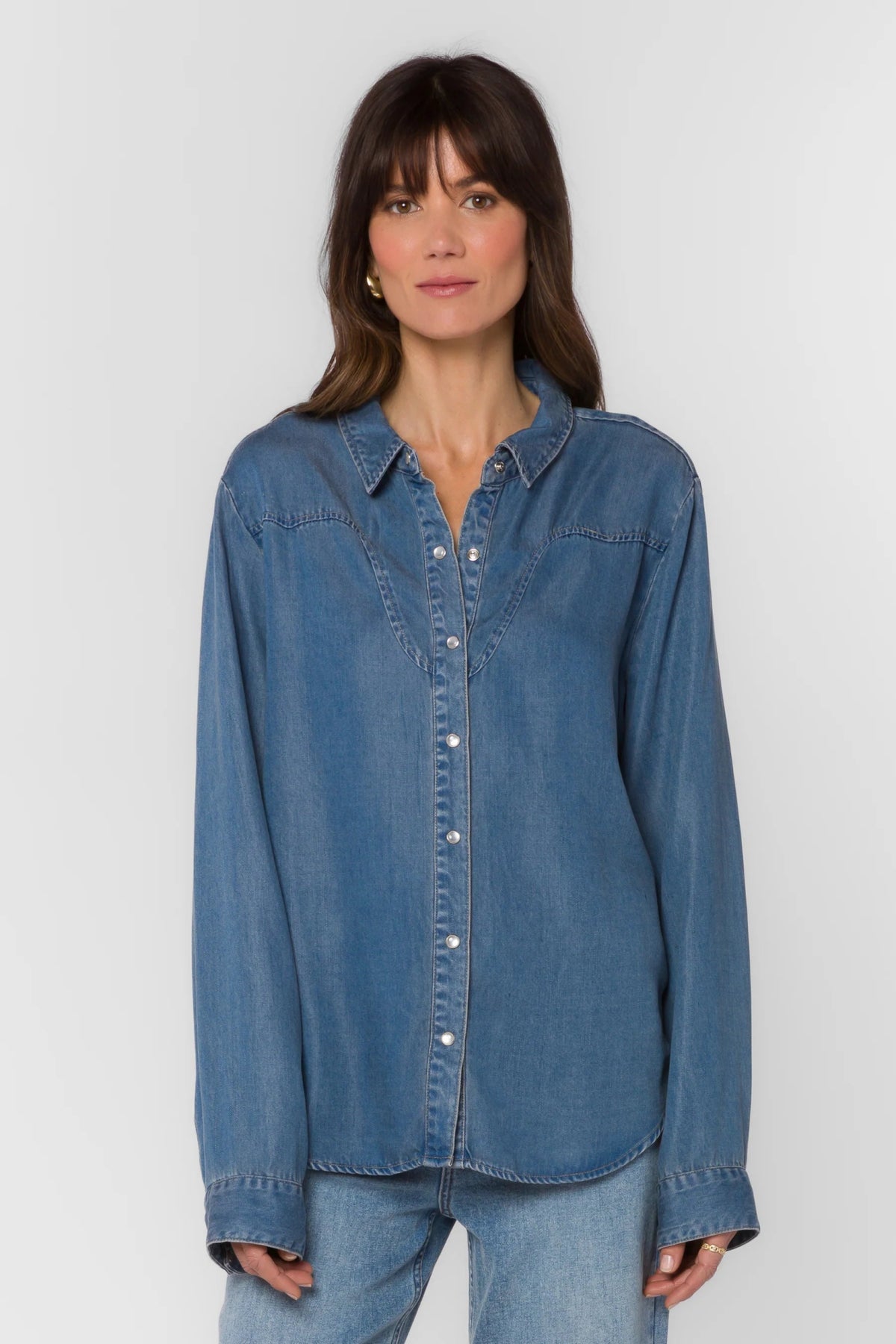 Darby Long Sleeve Snap Denim Shirt - Flea Boutiques
