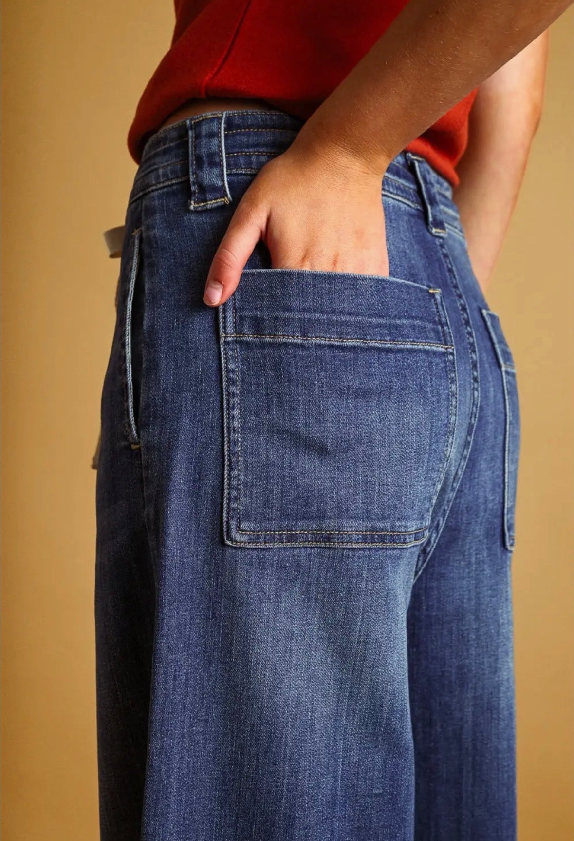 Dark Wash Tie Front Denim Pants - Flea Boutiques