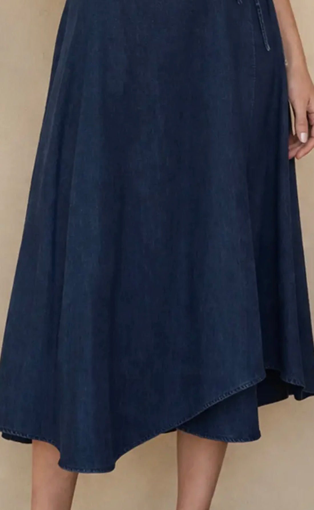 Denim AsymmetricalMidi Wrap Skirt - Flea Boutiques