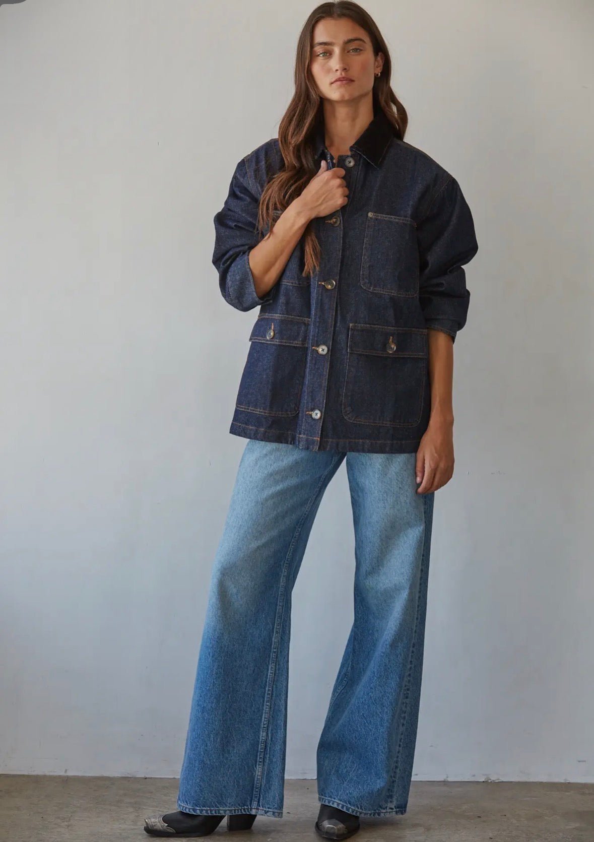 Denim Button Down Jacket - Flea Boutiques