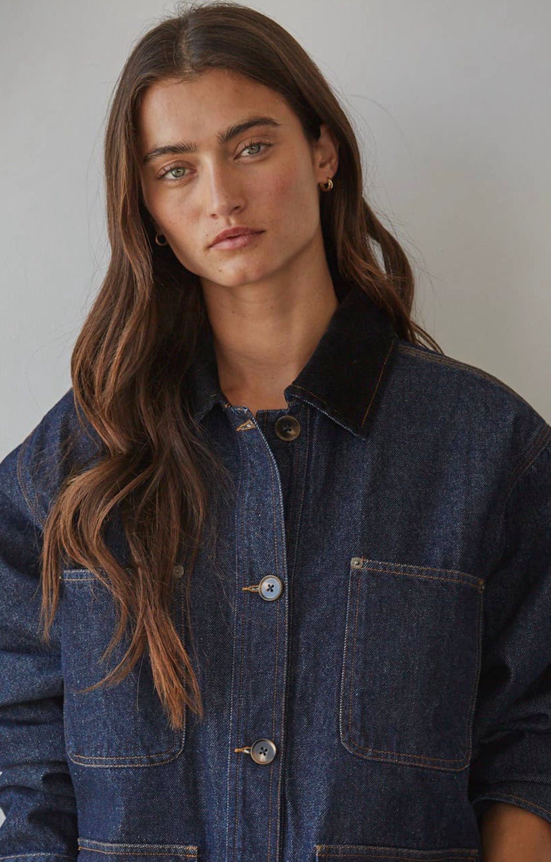 Denim Button Down Jacket - Flea Boutiques