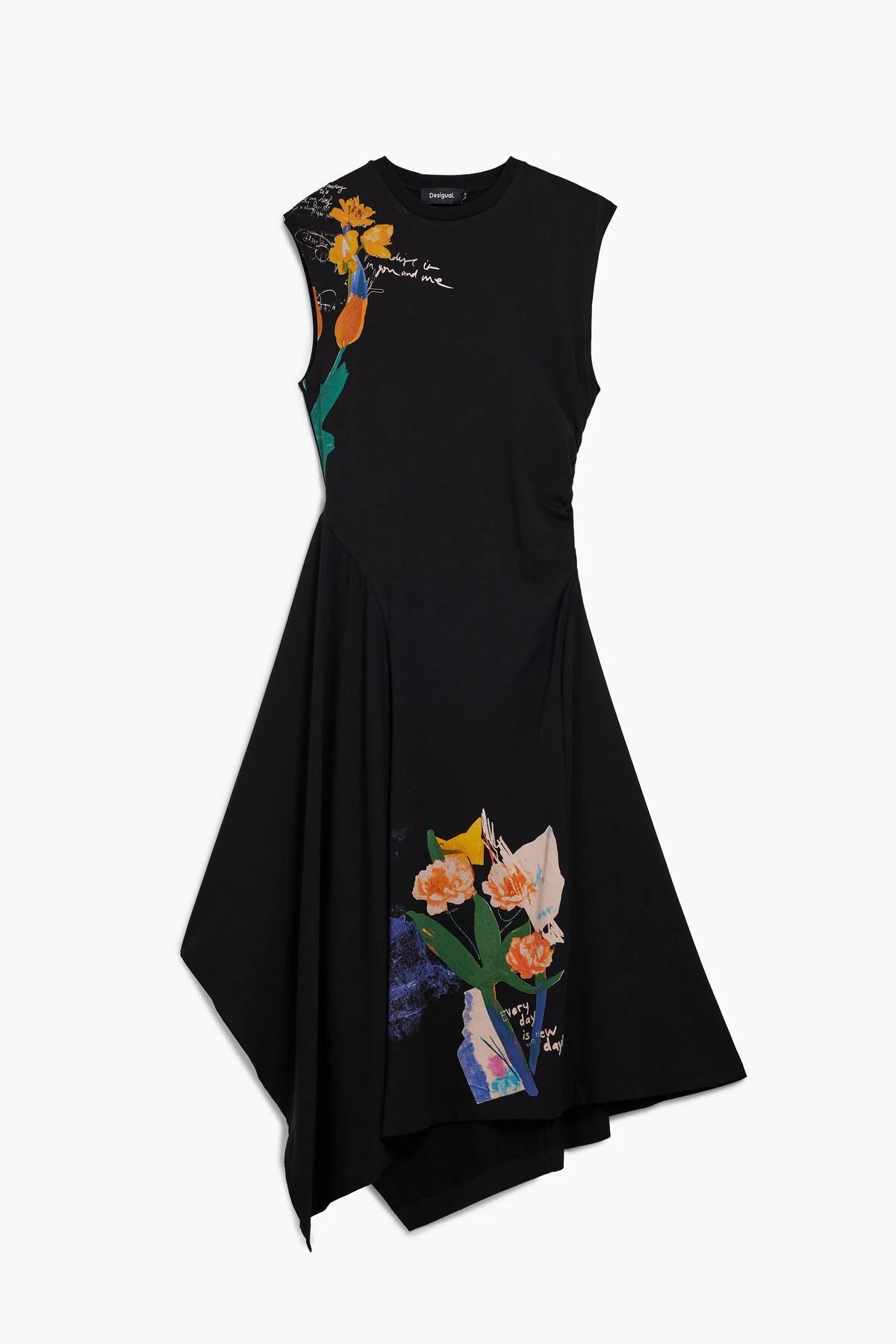 Desigual Asymmetric Floral Midi Dress - Flea Boutiques