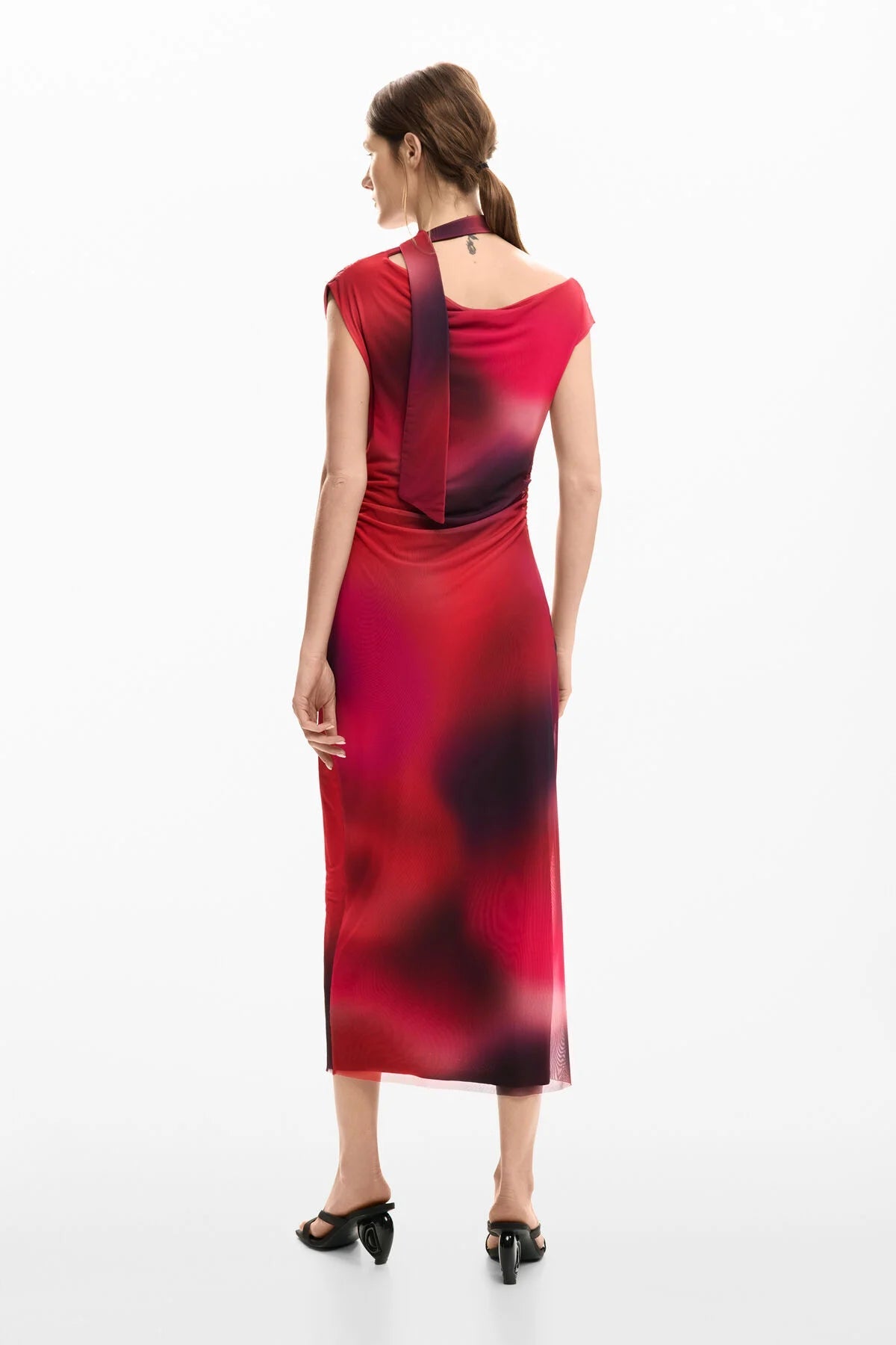 Desigual Asymmetrical Draped Mesh Dress - Flea Boutiques