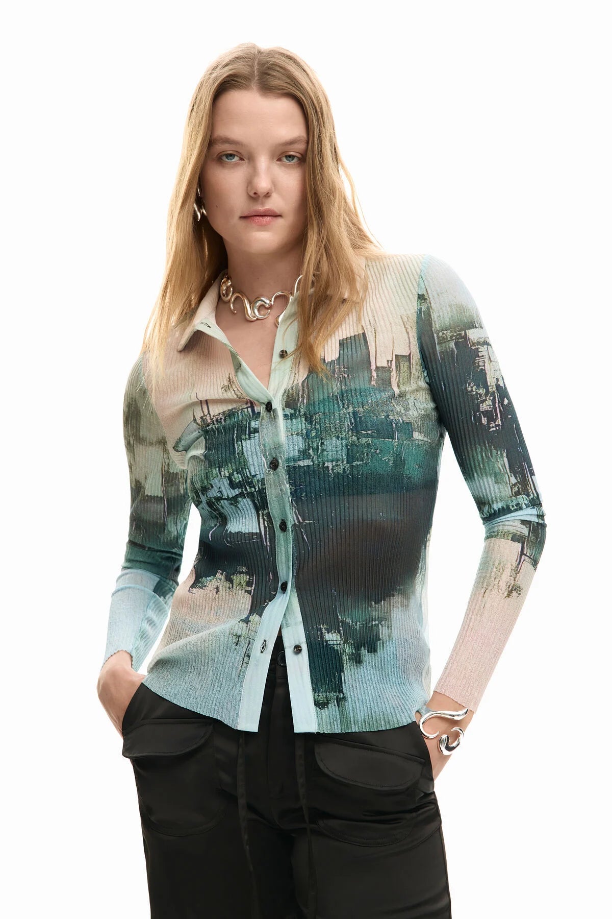 Desigual Buttoned Texture City Shirt - Flea Boutiques