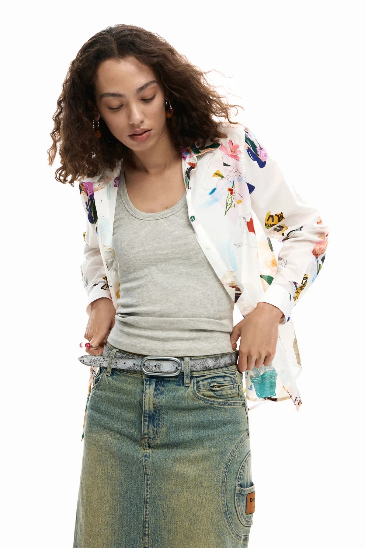 Desigual Collage Flower Button Down - Flea Boutiques