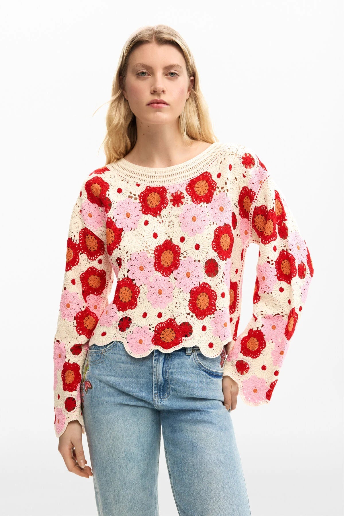 Desigual Crochet Flower Sweater - Flea Boutiques