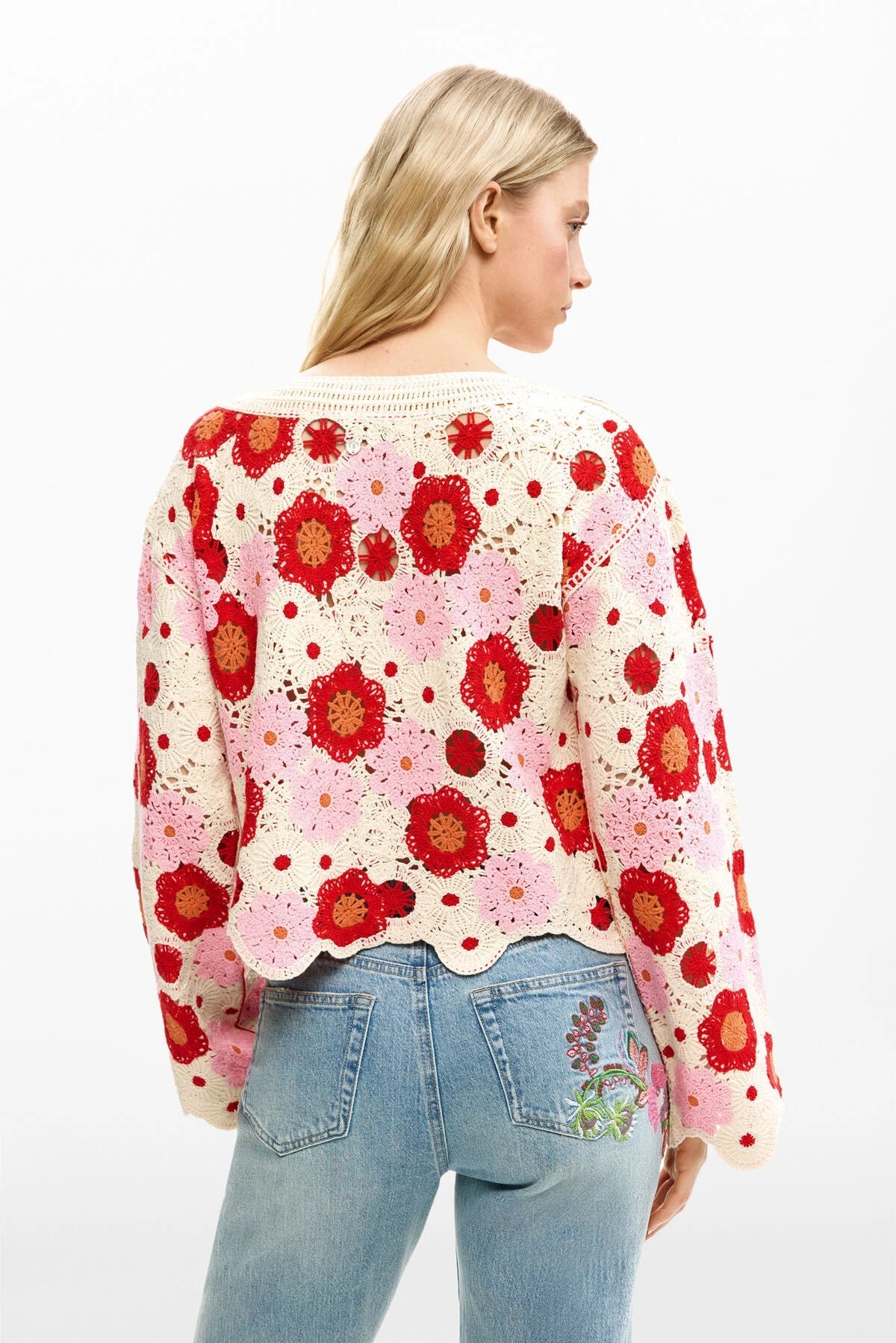 Desigual Crochet Flower Sweater - Flea Boutiques