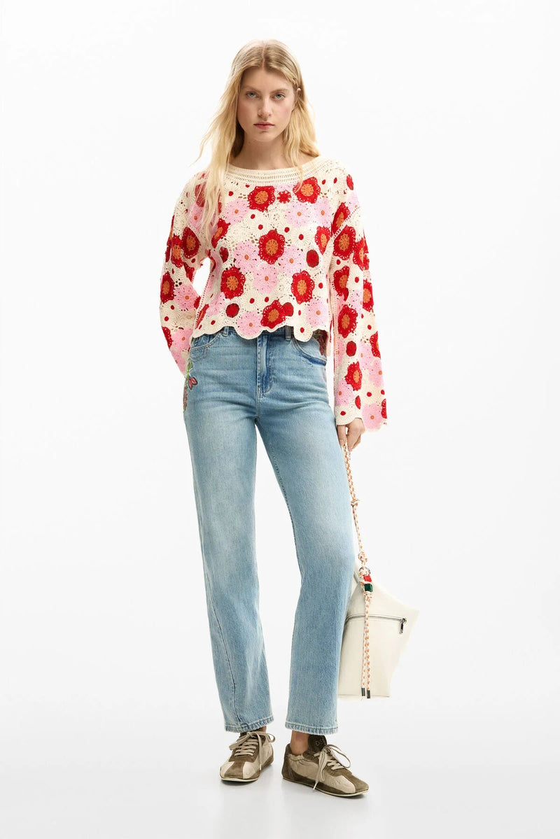 Desigual Crochet Flower Sweater - Flea Boutiques