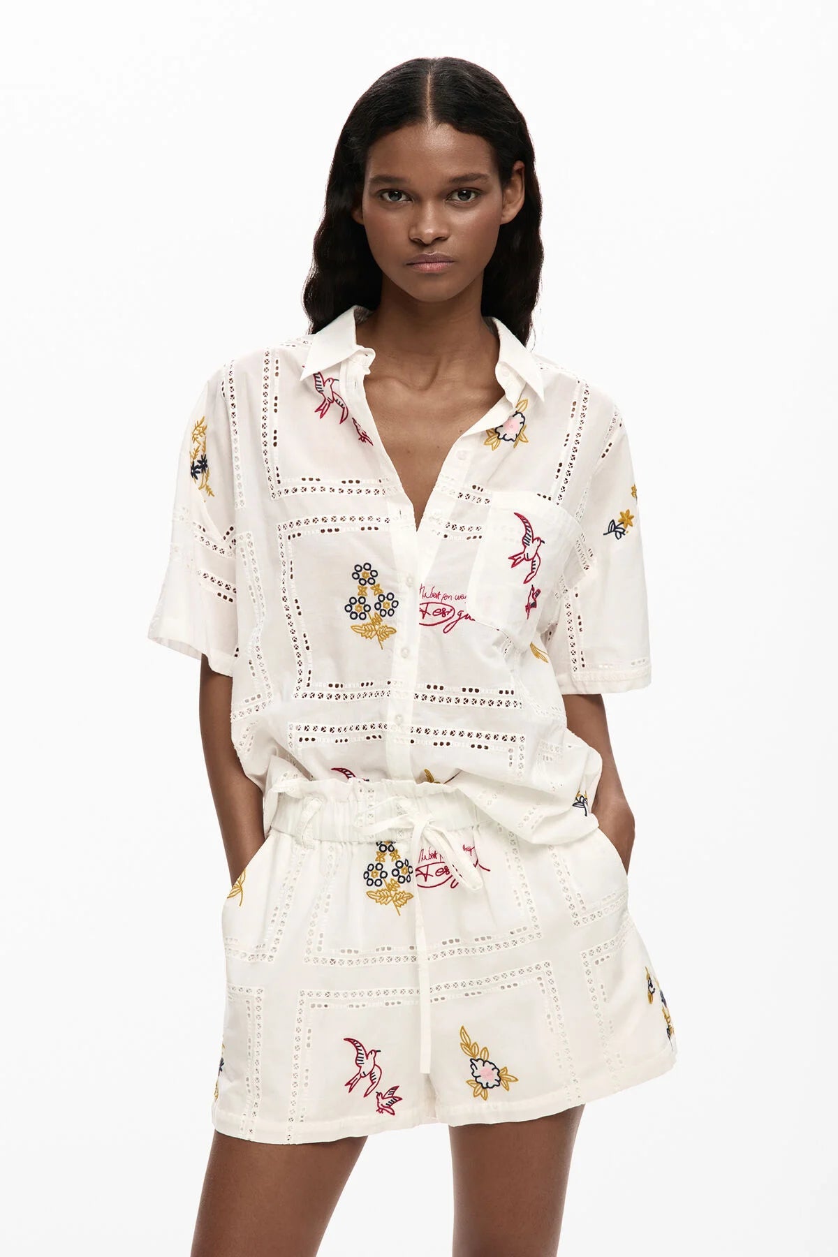 Desigual Embroidered Camp Shirt - Flea Boutiques