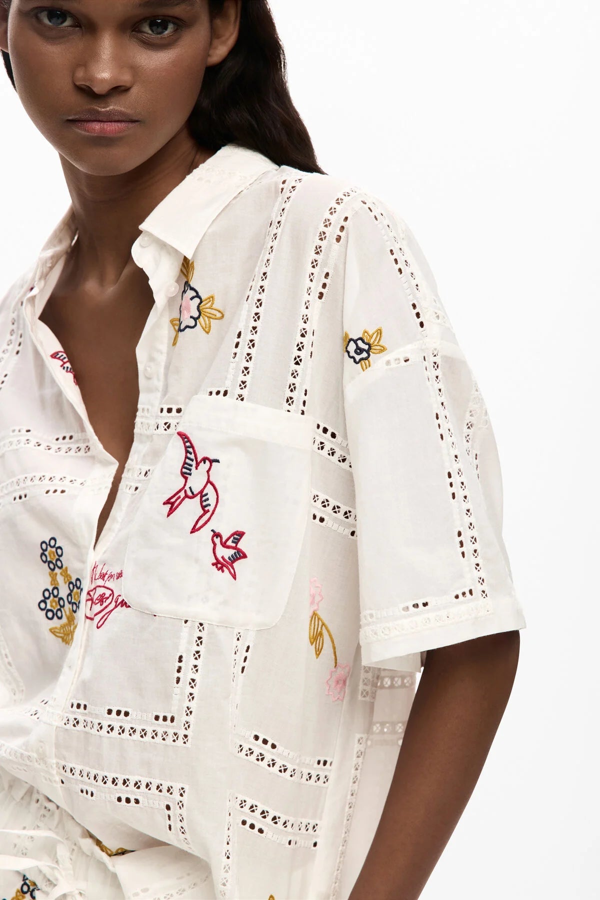 Desigual Embroidered Camp Shirt - Flea Boutiques