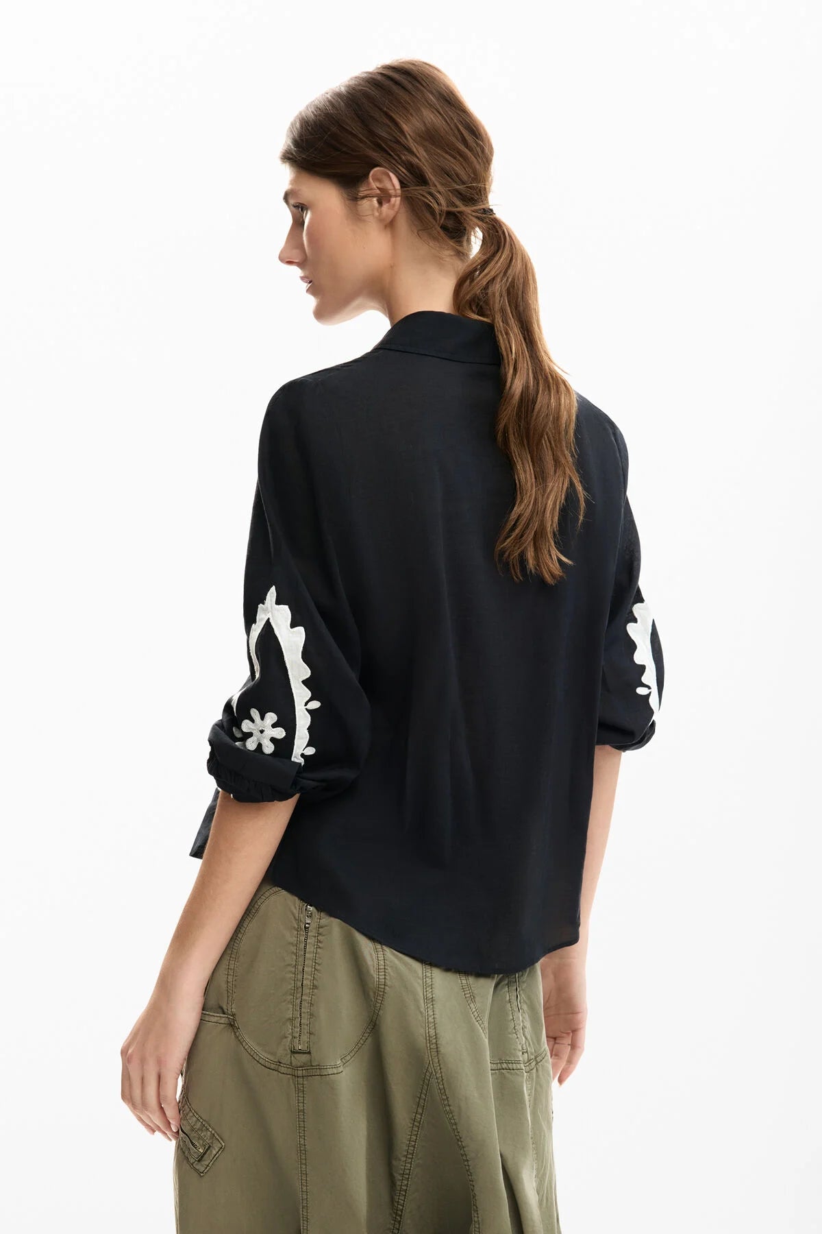 Desigual embroidery Balloon Sleeve Shirt - Flea Boutiques