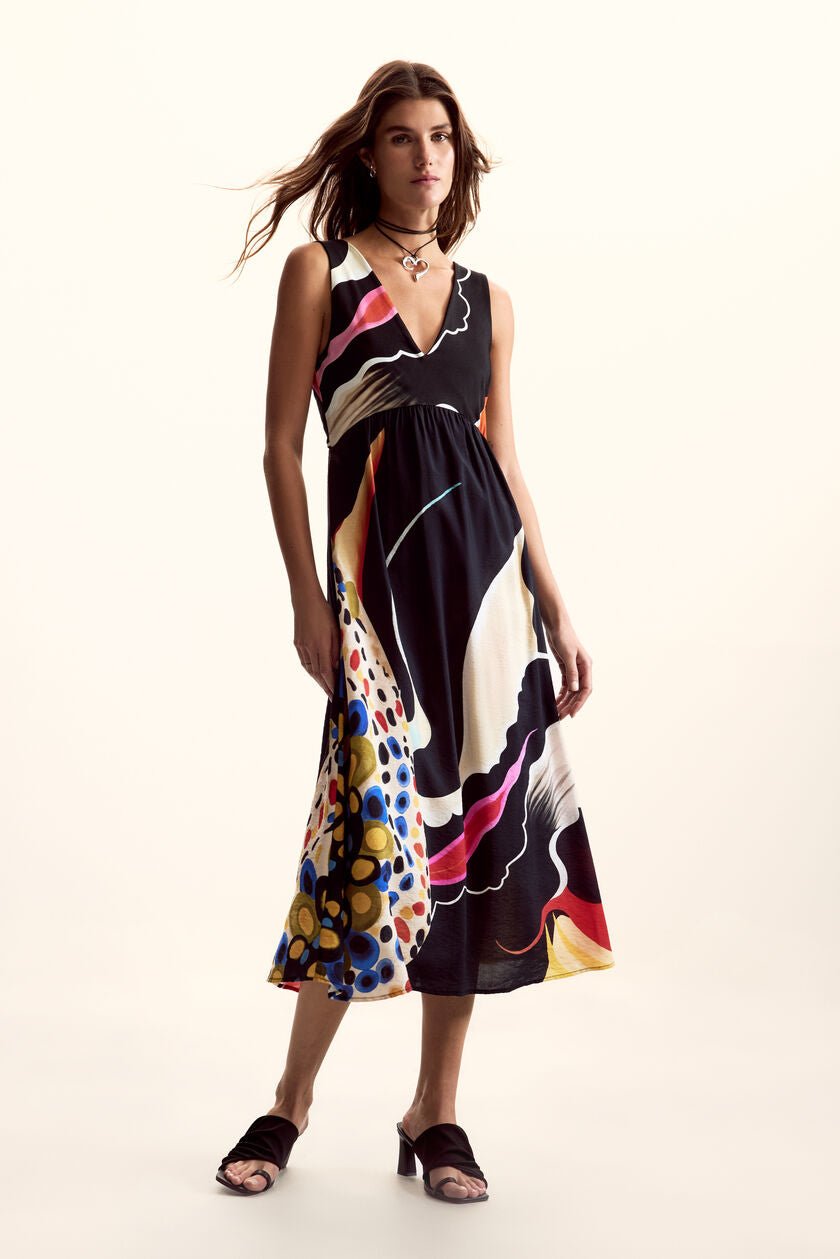 Desigual Lacroix V-Neck Midi Dress - Flea Boutiques