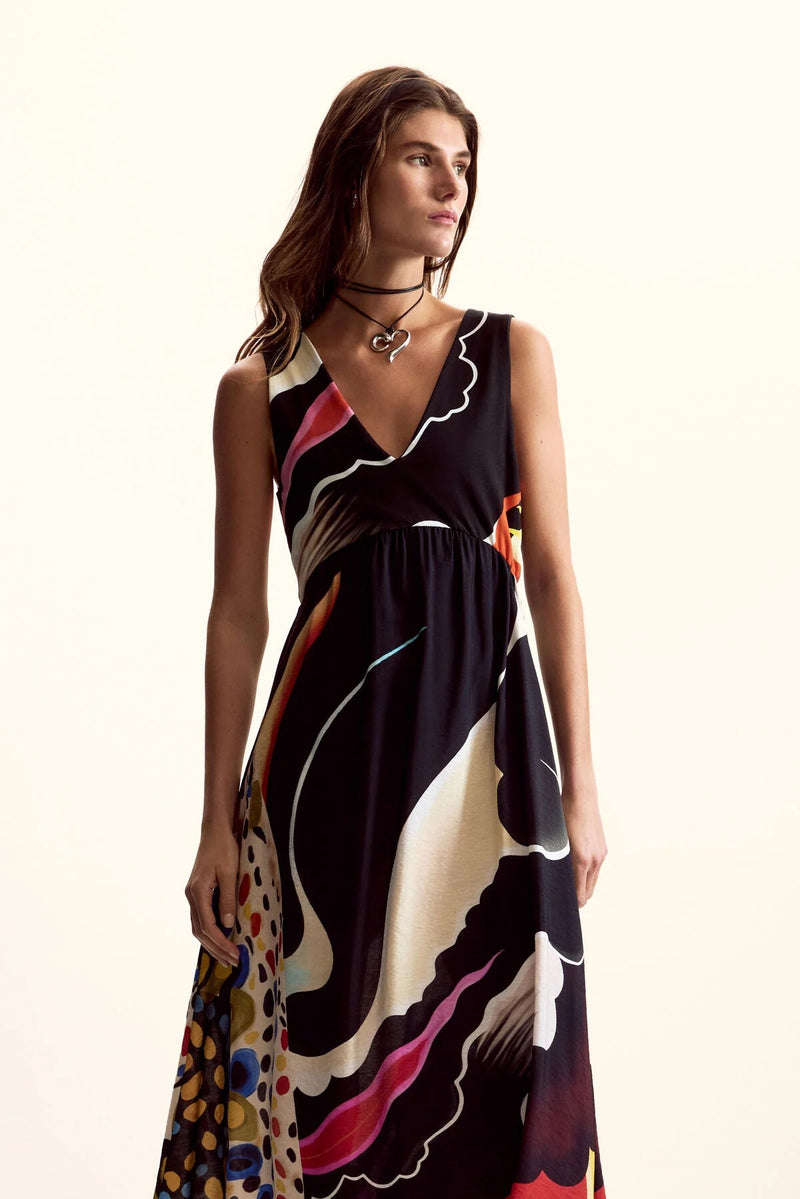 Desigual Lacroix V - Neck Midi Dress - Flea Boutiques