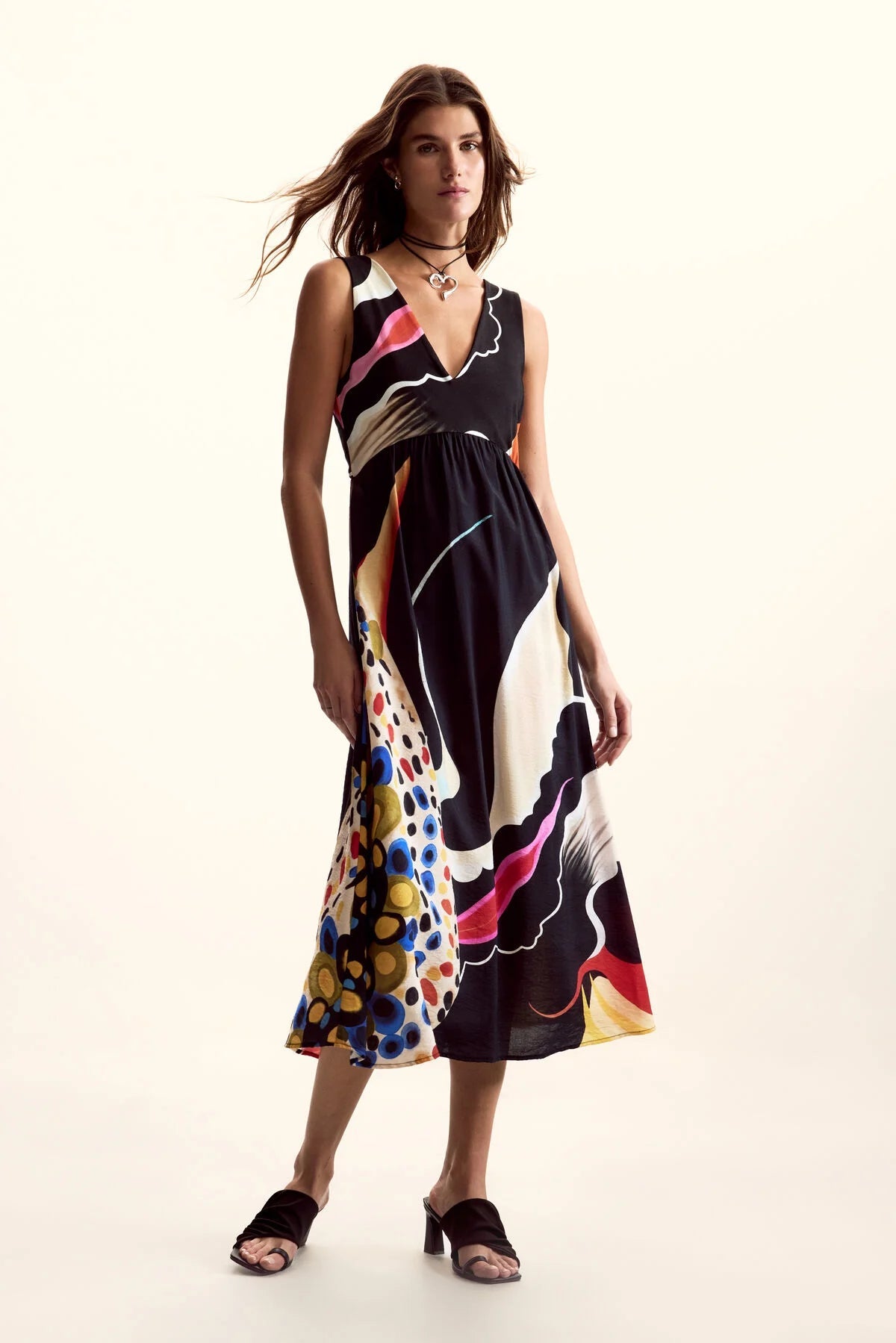 Desigual Lacroix V-Neck Midi Dress