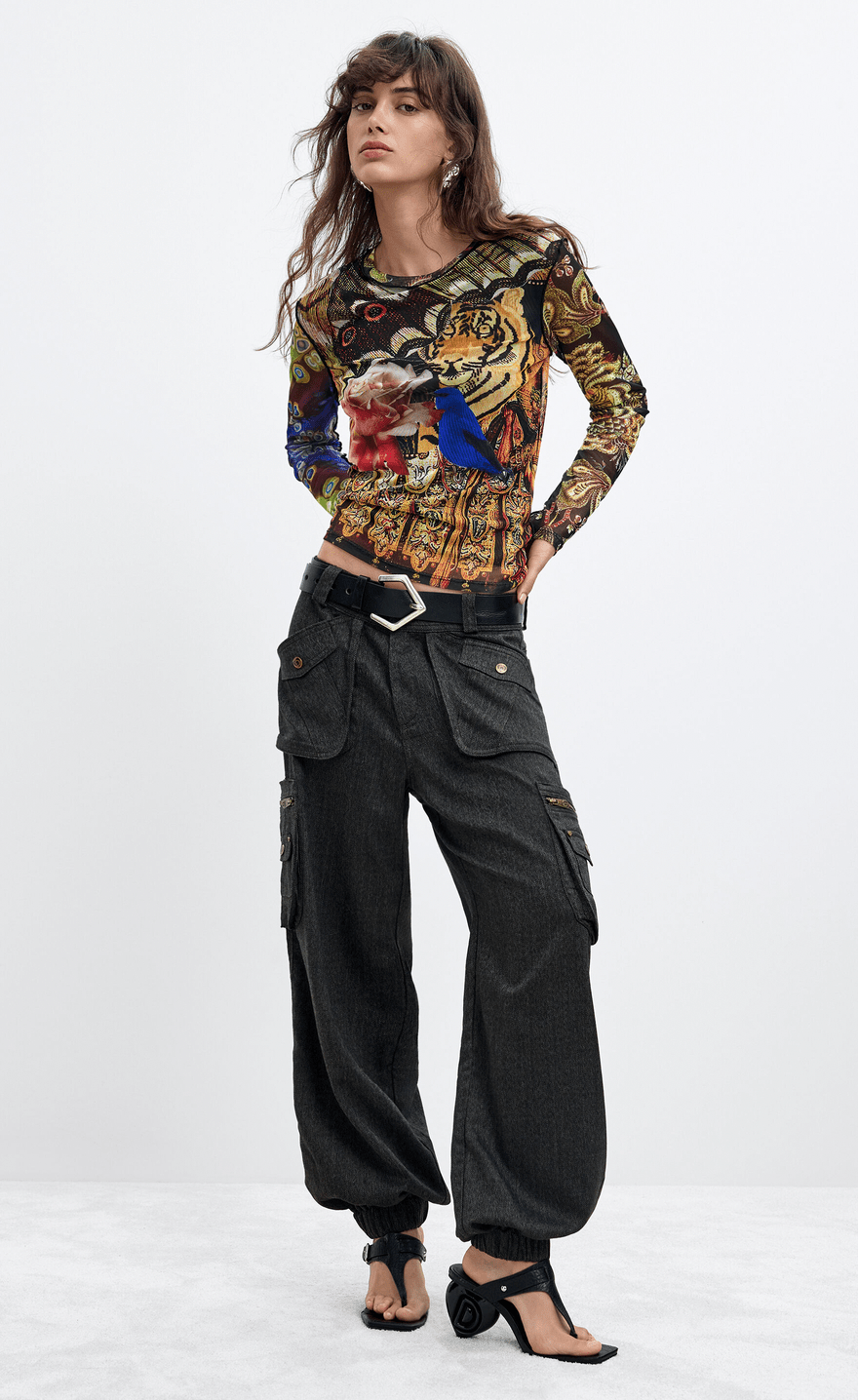 Desigual Long Sleeve Printed T-Shirt - Flea Boutiques
