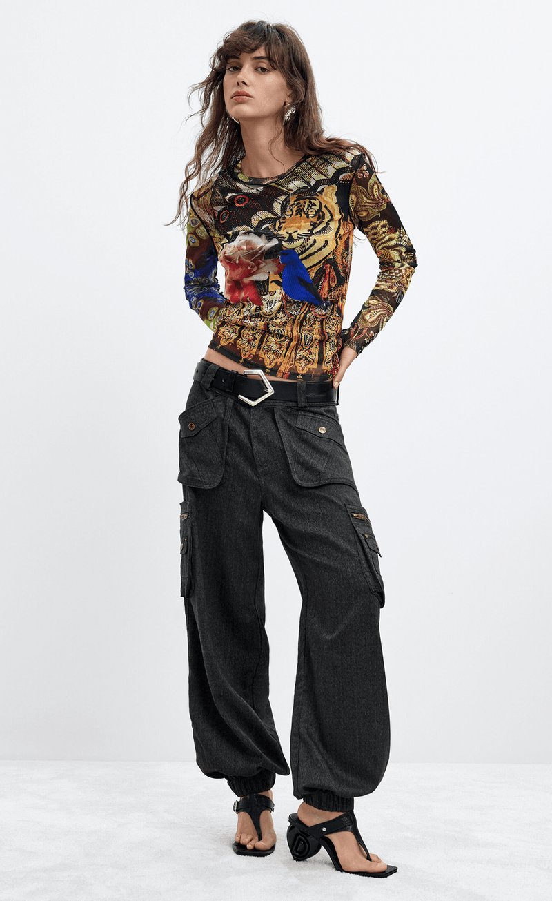 Desigual Long Sleeve Printed T-Shirt - Flea Boutiques