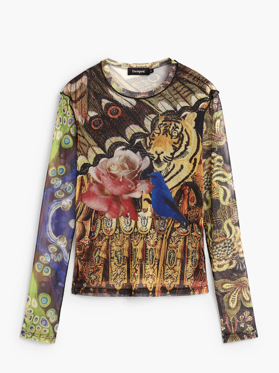 Desigual Long Sleeve Printed T-Shirt - Flea Boutiques